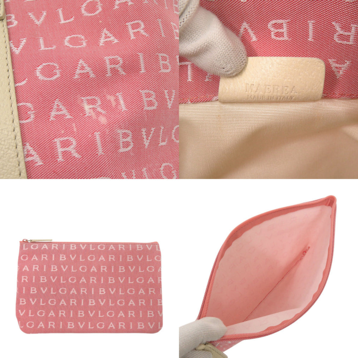 Bvlgari Pink Canvas Leather Tote Bag (Pre-Owned)