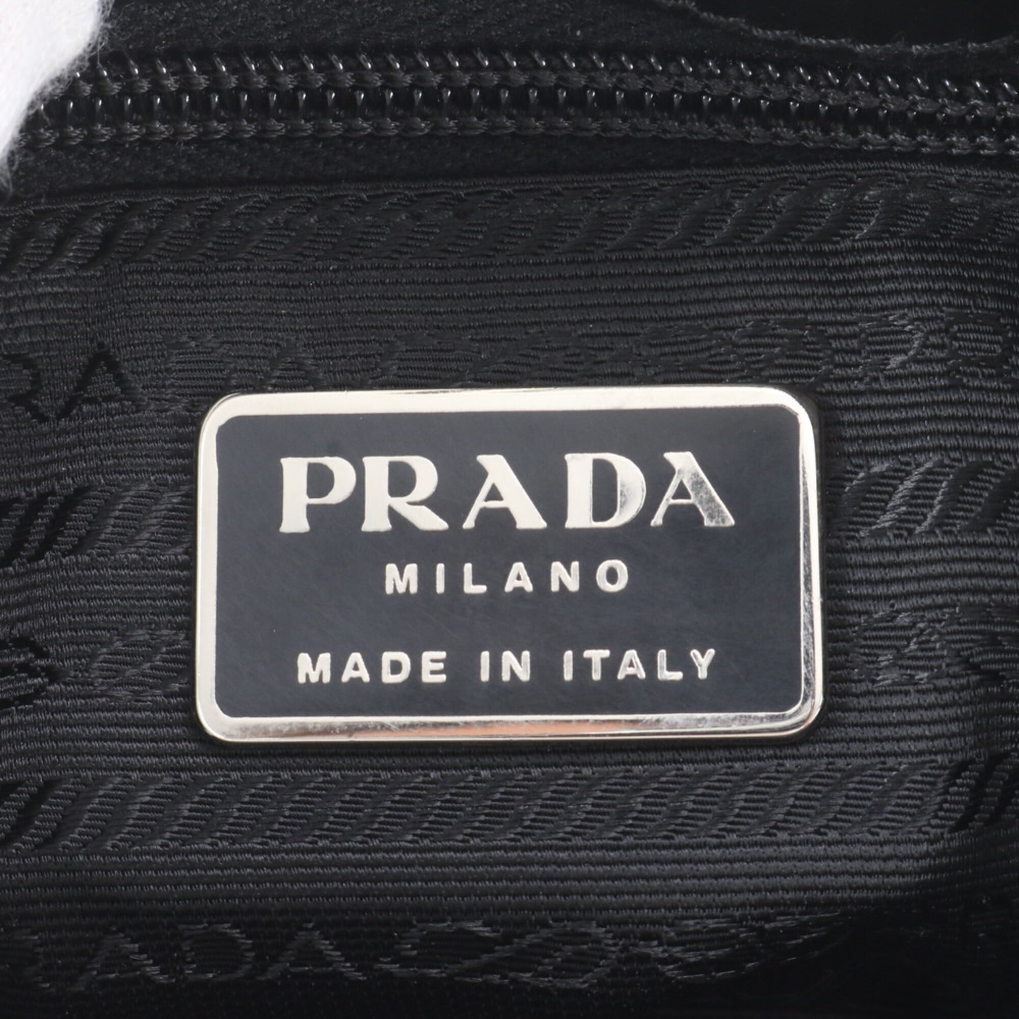 Prada Black Leather Nylon Handbag Shoulder Bag Tote Bag (Pre-Owned)