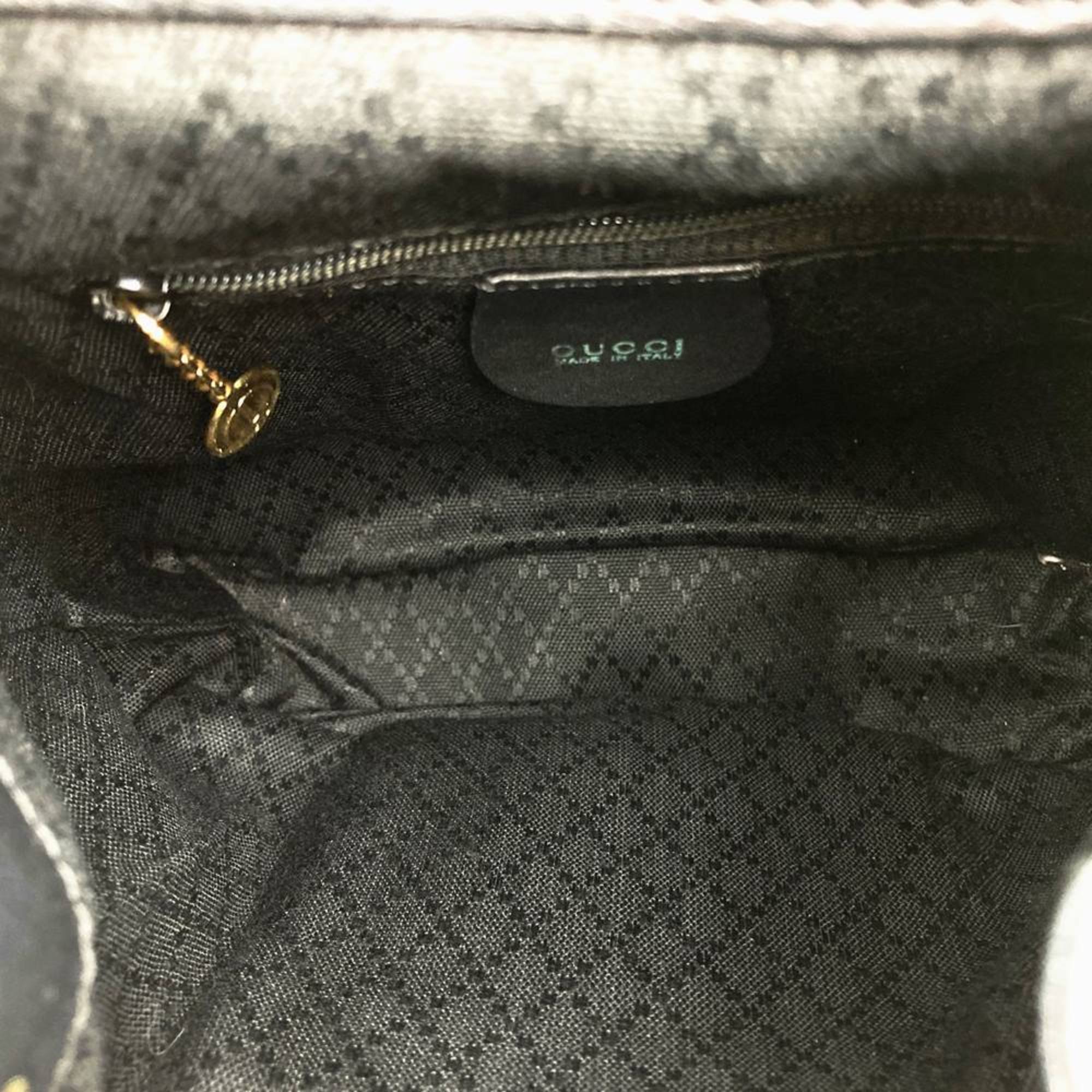Gucci Black Leather Bamboo Backpack (Pre-Owned)