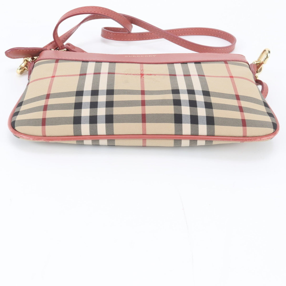 Burberry Beige Pink Leather Nylon Shoulder Bag (Pre-Owned)