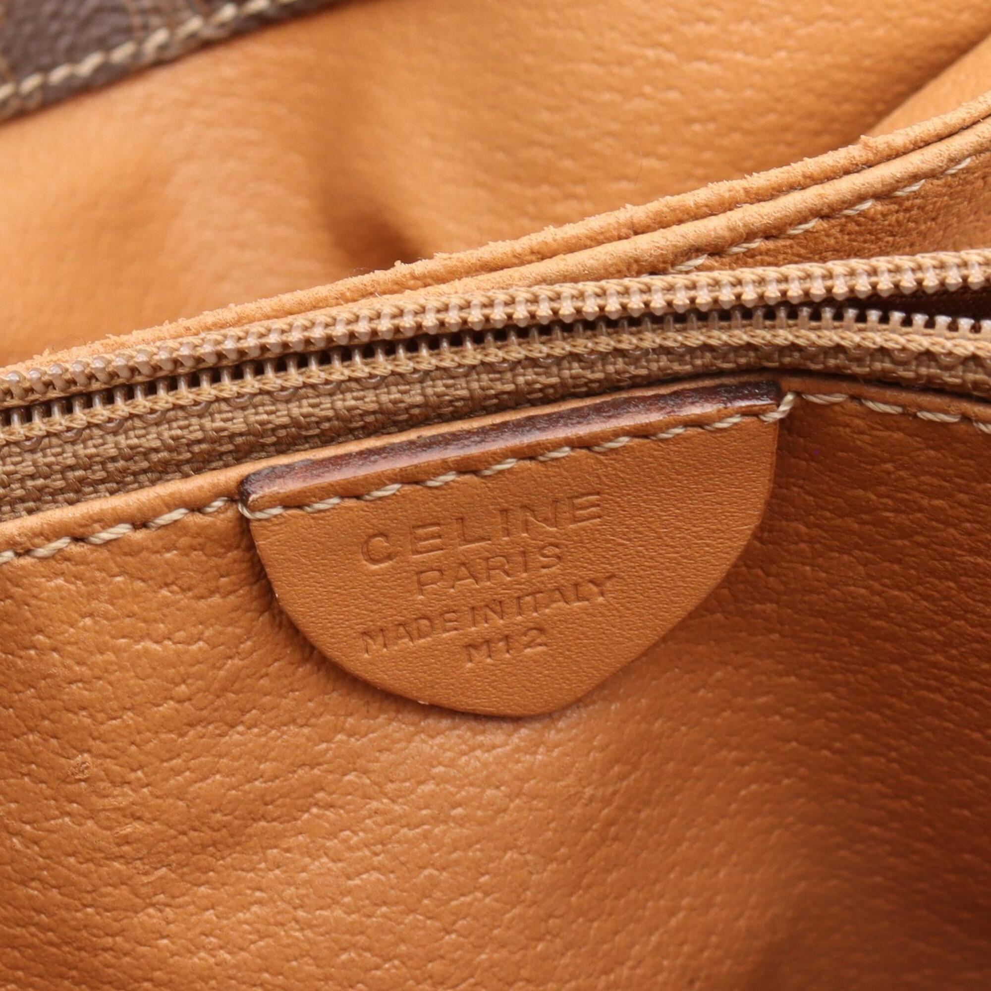 Celine Brown Coated Canvas Leather Shoulder Bag (Pre-Owned)
