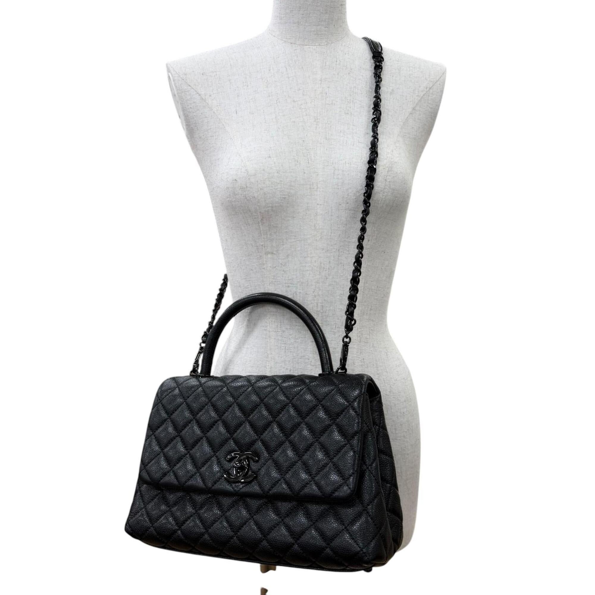 Chanel Black Grained Calfskin Handbag Shoulder Bag (Pre-Owned)