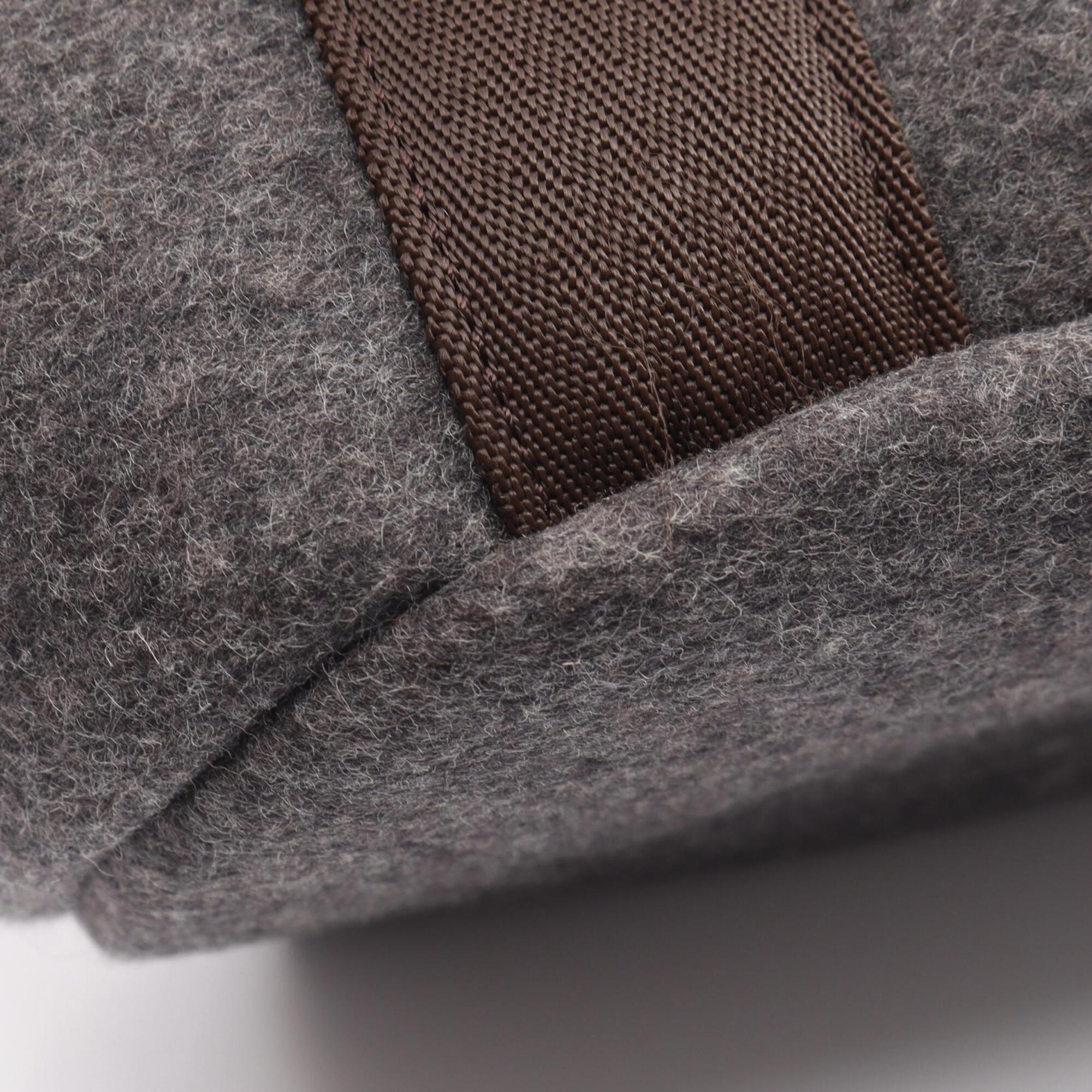 Hermes Brown Ebene Gray Felt Leather Handbag Tote Bag (Pre-Owned)