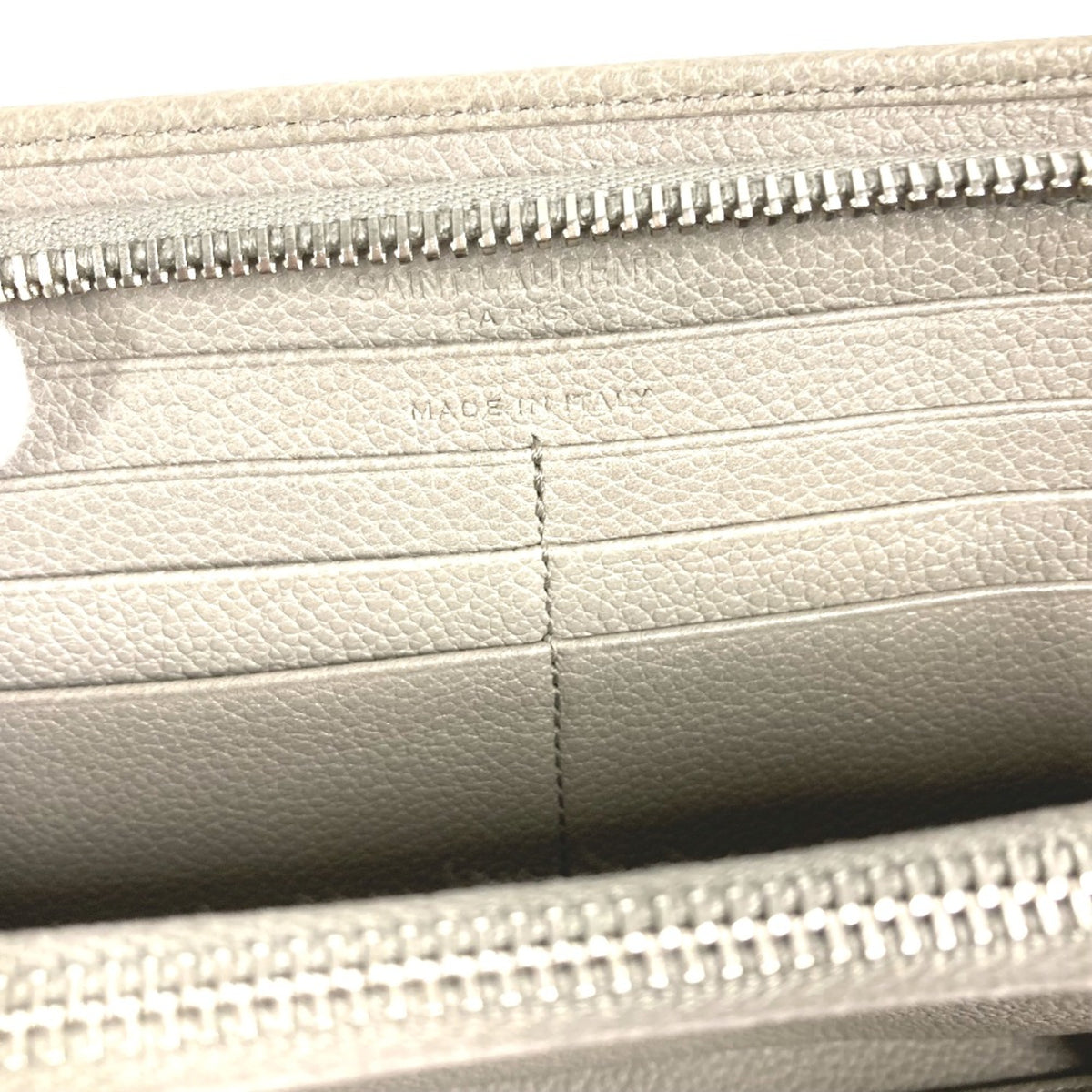 Saint Laurent Gray Leather Long Wallet (Bi-Fold) (Pre-Owned)