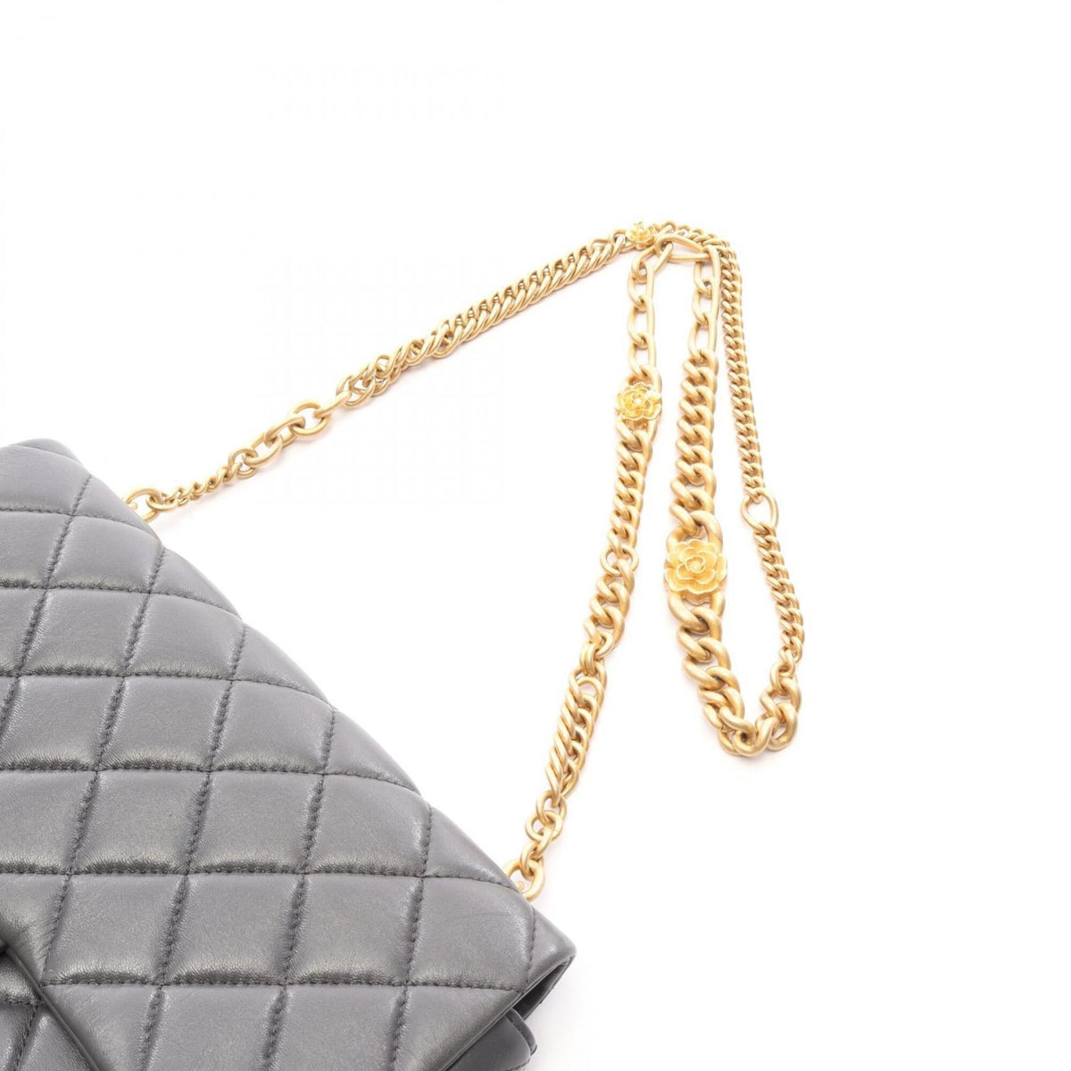 Chanel Gray Leather Handbag Shoulder Bag (Pre-Owned)