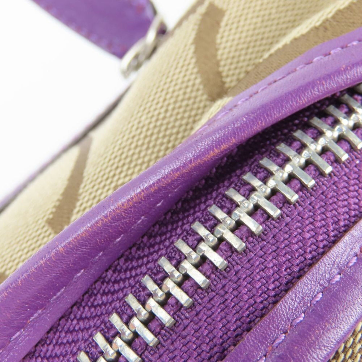 Coach Beige Purple Leather Canvas Shoulder Bag (Pre-Owned)