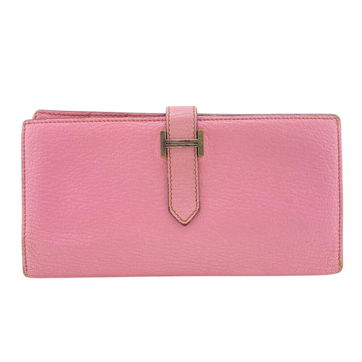 Hermes Pink Chevre Myzore Leather Long Wallet (Bi-Fold) (Pre-Owned)