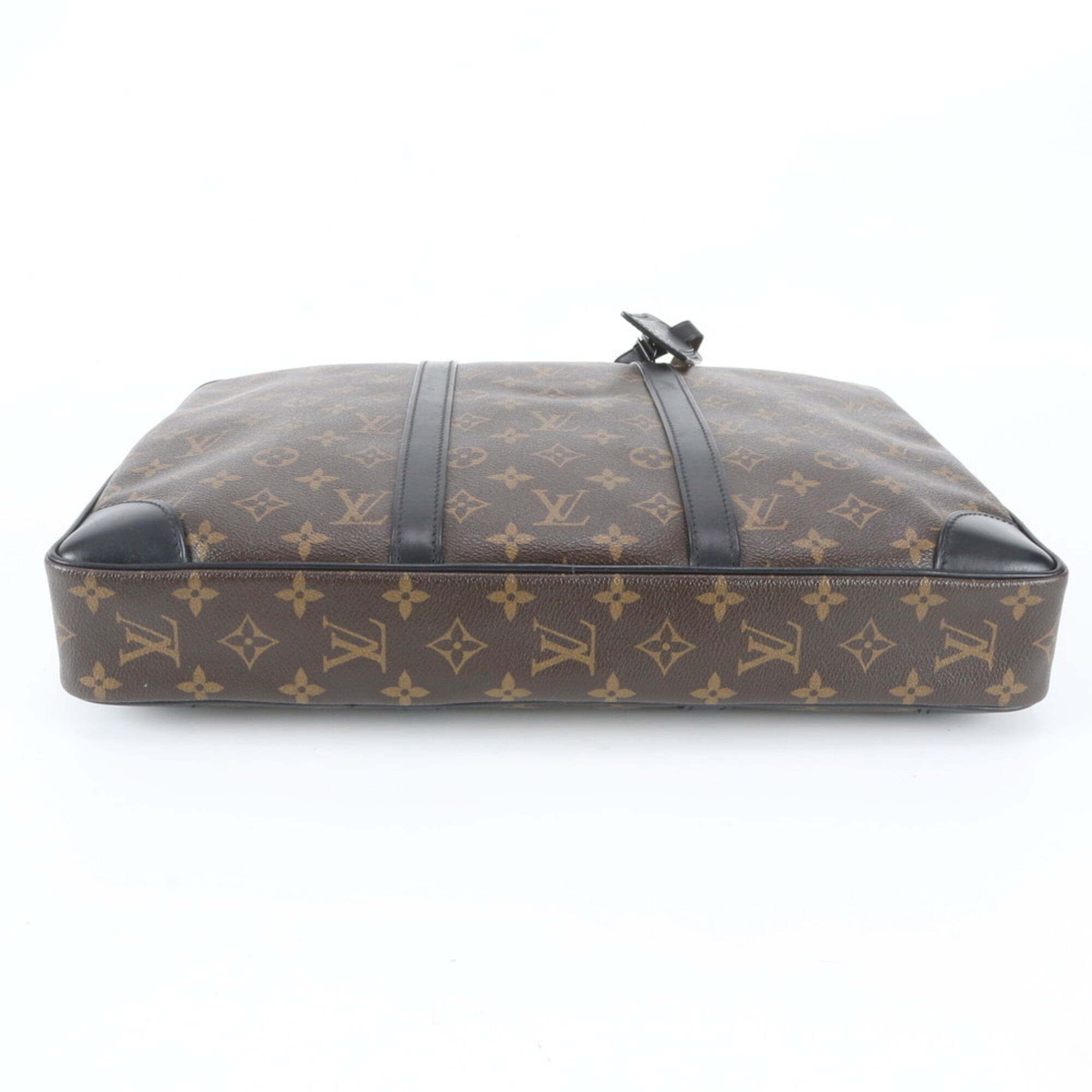 Louis Vuitton Brown Leather Coated Canvas Briefcase Tote Bag (Pre-Owned)