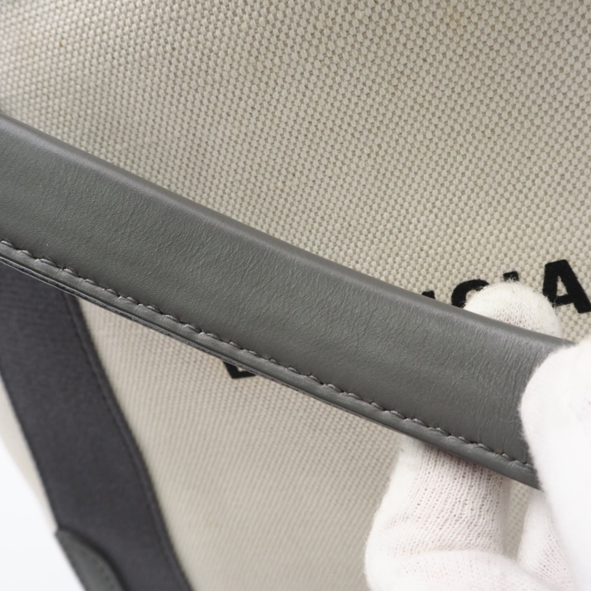 Balenciaga Gray Canvas Leather Pouch Tote Bag (Pre-Owned)