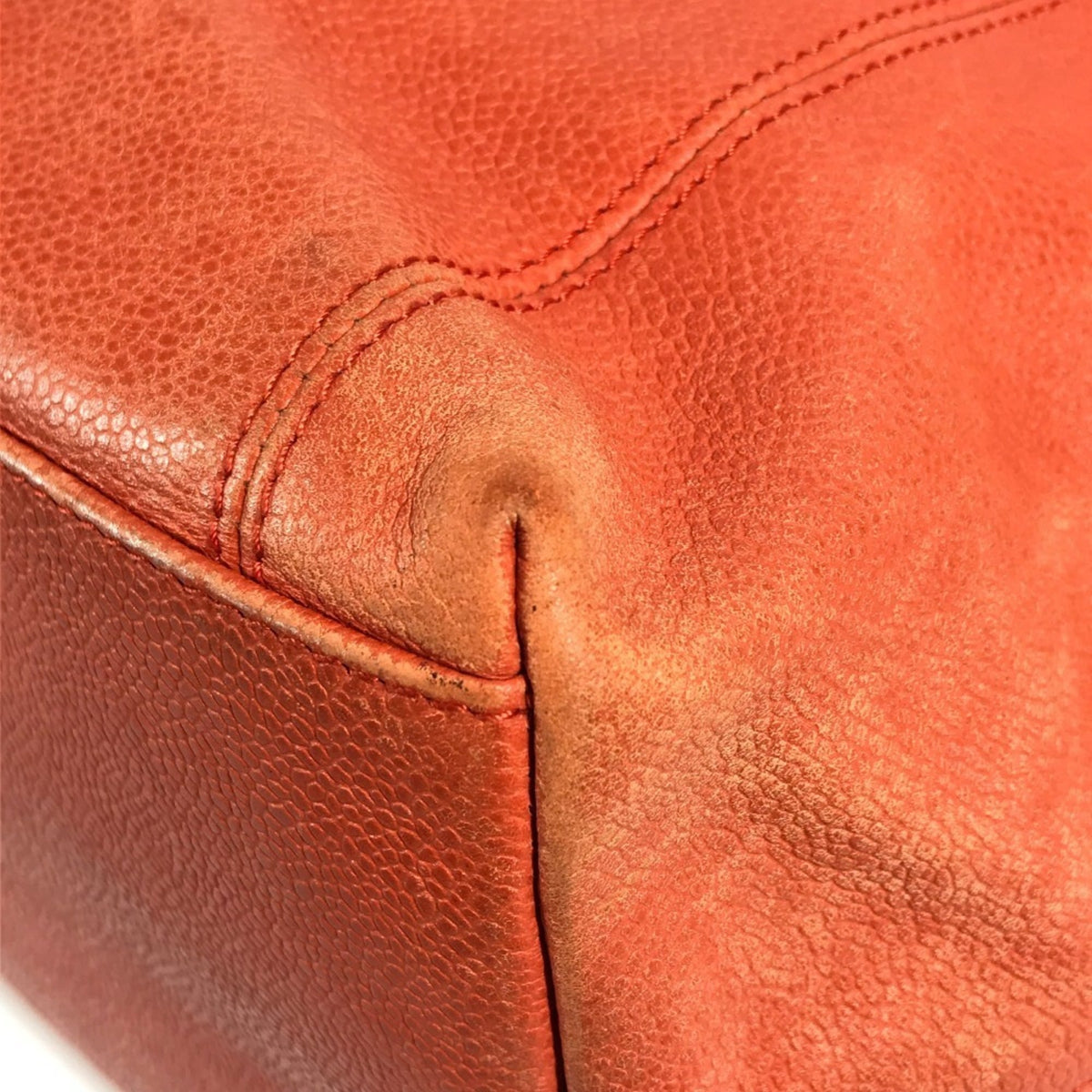 Chanel Orange Grained Calfskin Shoulder Bag Tote Bag (Pre-Owned)