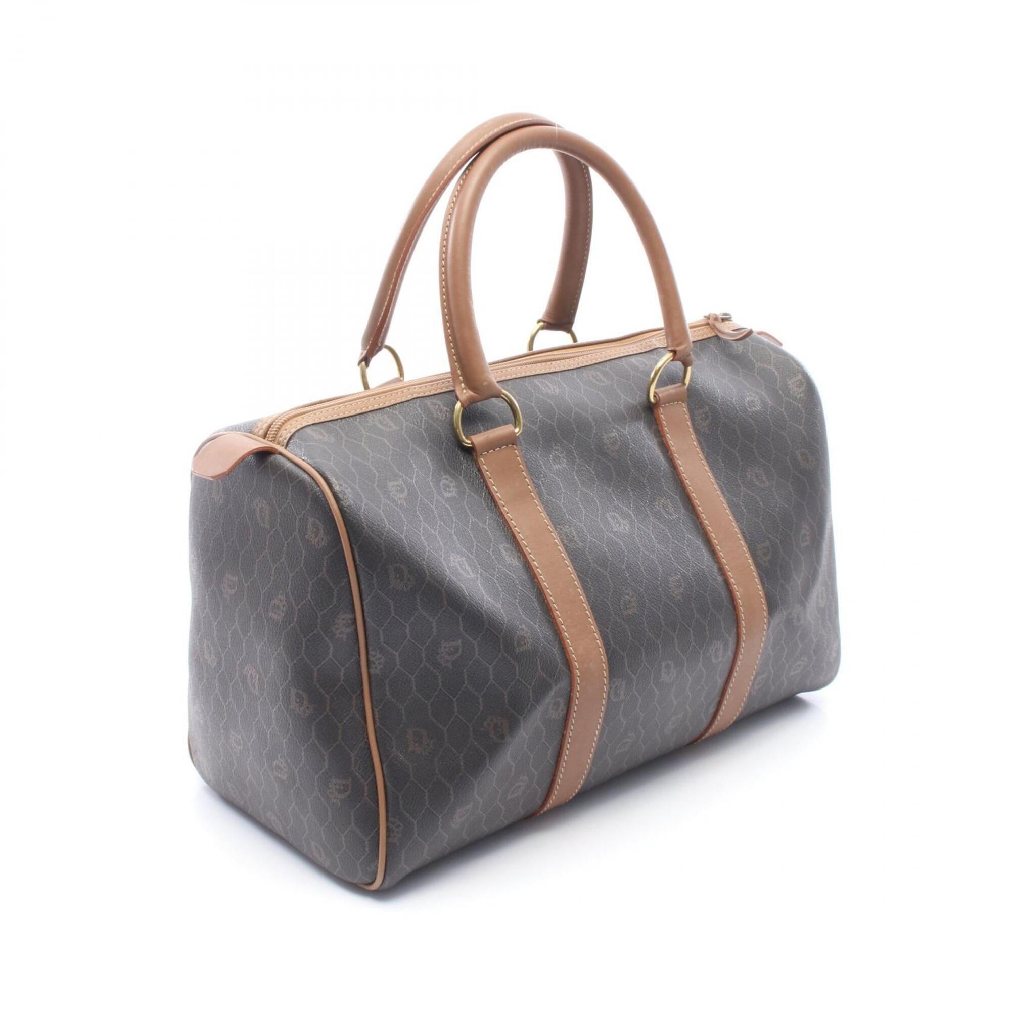 Christian Dior Brown Pvc Leather Boston Bag Handbag (Pre-Owned)