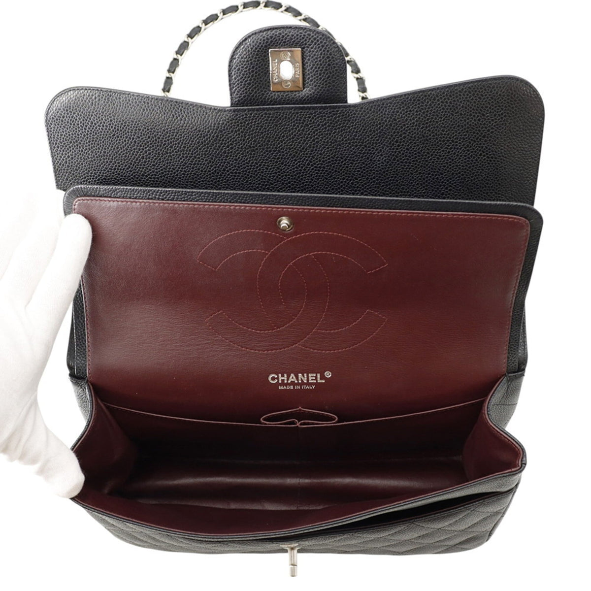 Chanel Black Grained Calfskin Handbag Shoulder Bag (Pre-Owned)