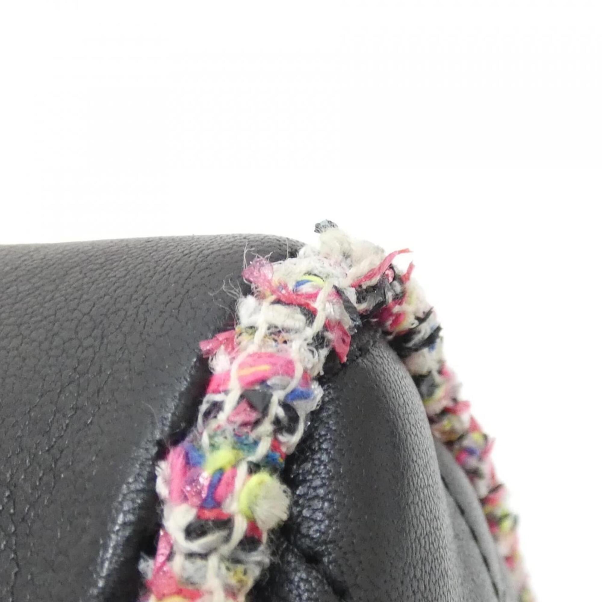 Chanel Black Multi-Color Tweed Leather Shoulder Bag (Pre-Owned)