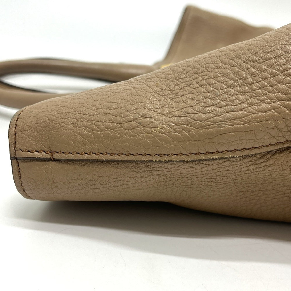 Prada Beige Nylon Leather Handbag Tote Bag (Pre-Owned)