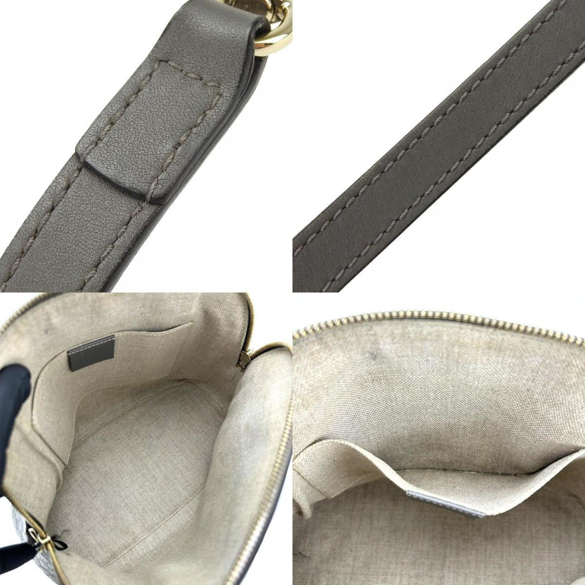 Gucci Gray Leather Handbag Shoulder Bag (Pre-Owned)