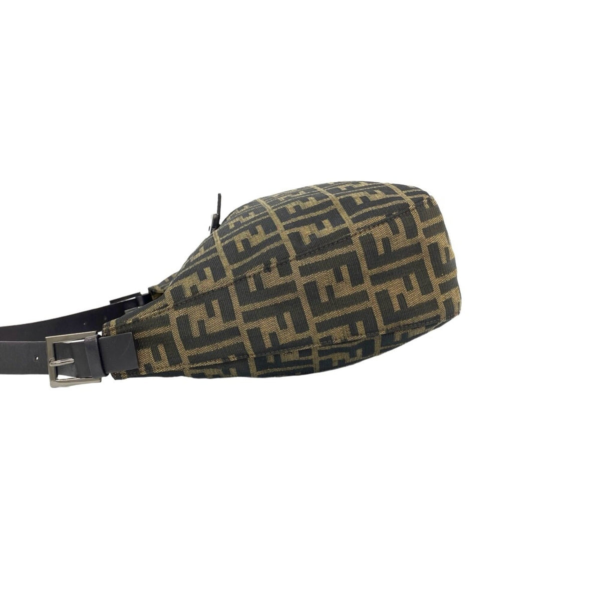 Fendi Black Brown Canvas Leather Shoulder Bag (Pre-Owned)