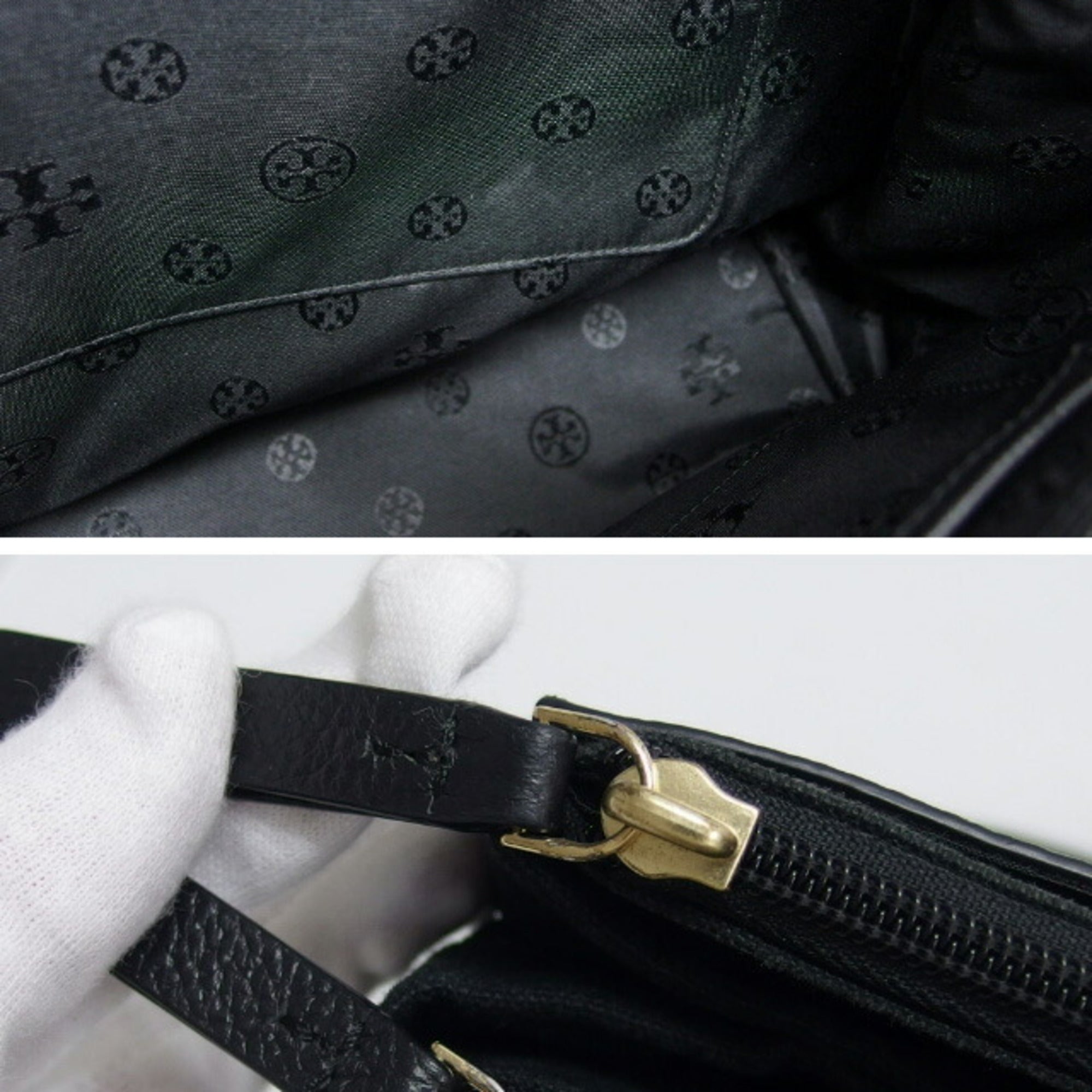 Tory Burch Black Leather Shoulder Bag Tote Bag (Pre-Owned)