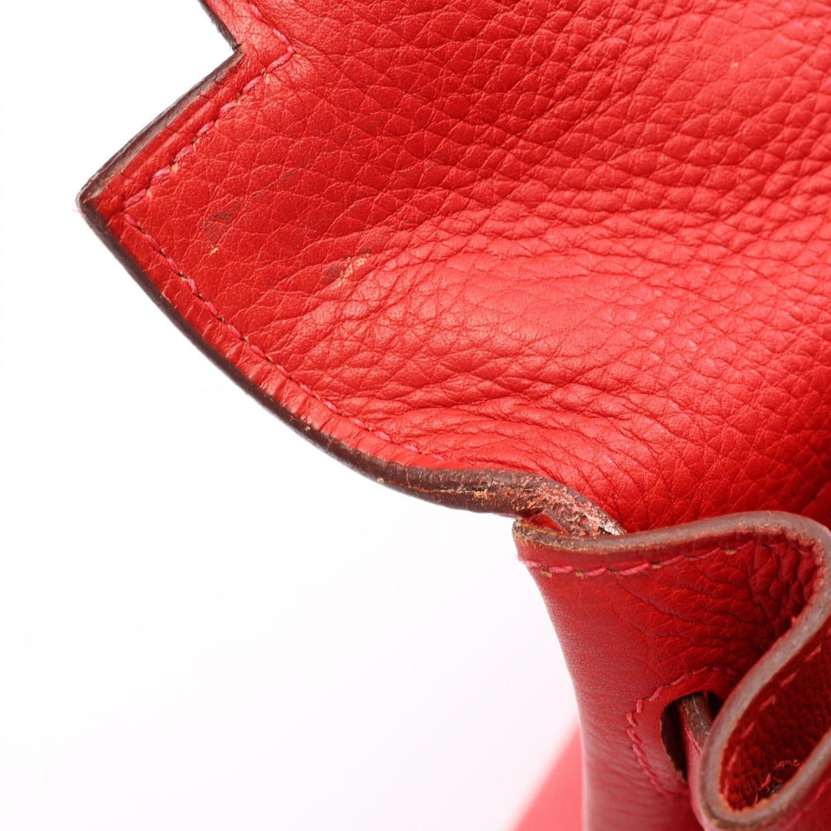 Hermes Red Color Taurillon Clemence Leather Handbag (Pre-Owned)