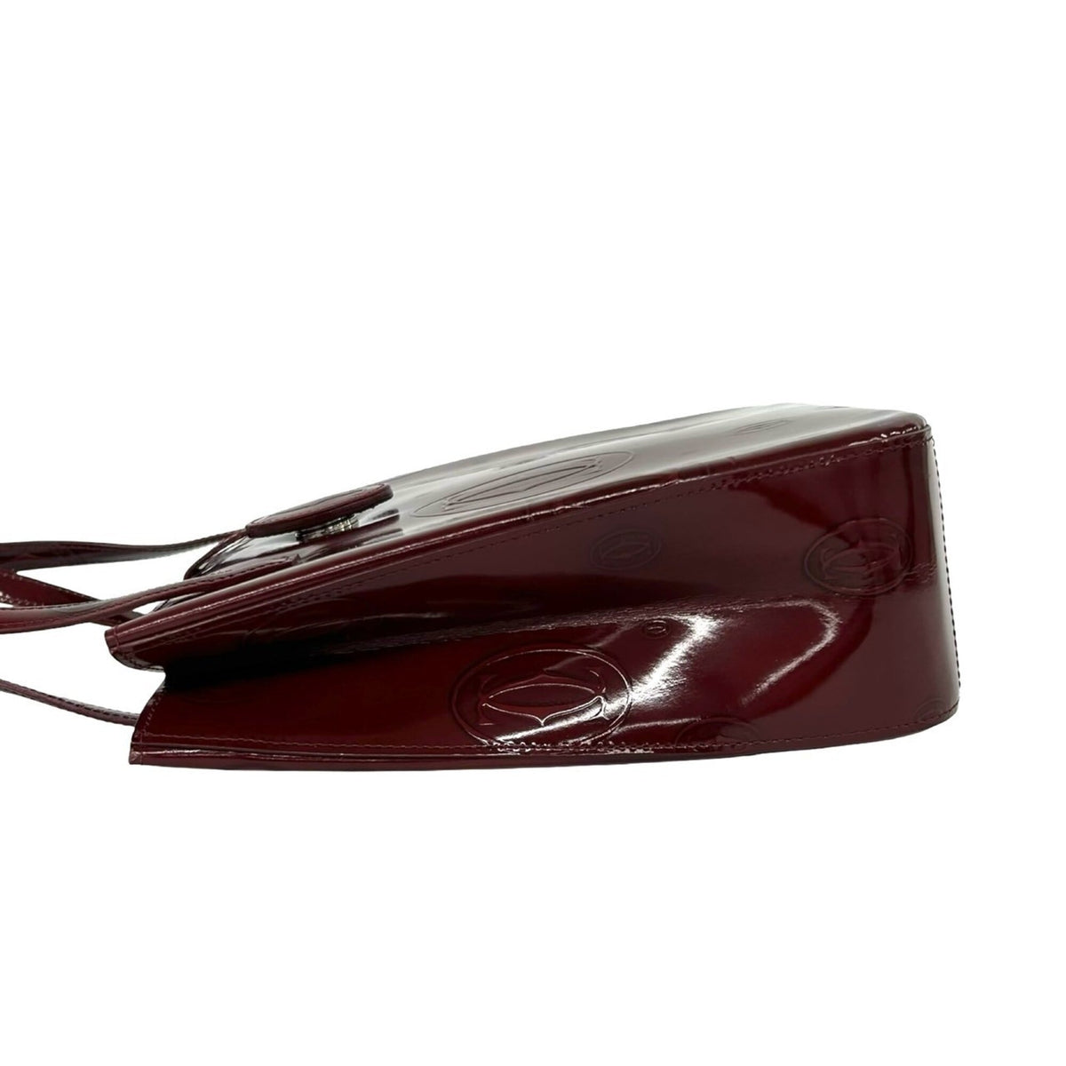 Cartier Wine Red Patent Leather Handbag Tote Bag (Pre-Owned)