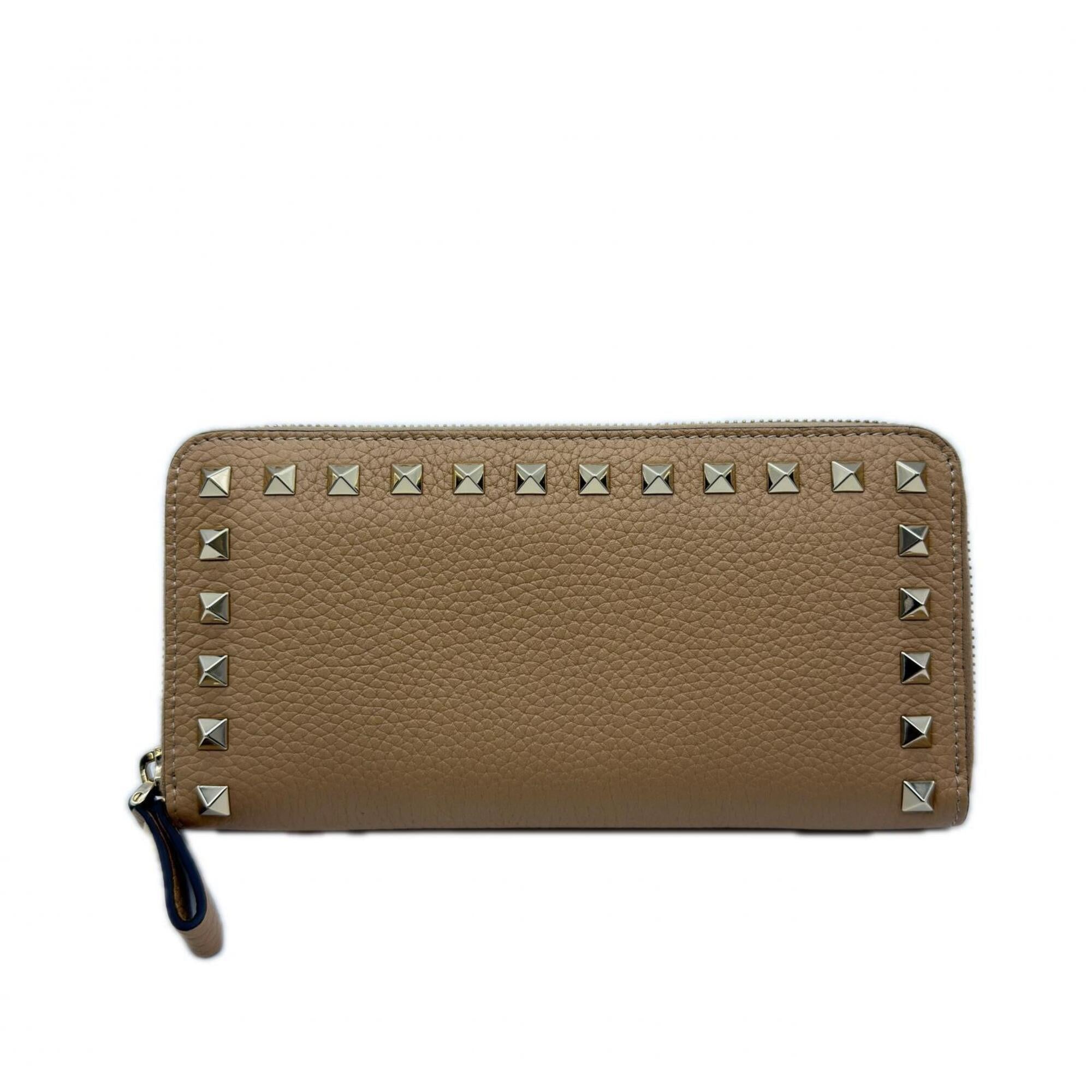 Valentino Beige Leather Long Wallet (Bi-Fold) (Pre-Owned)