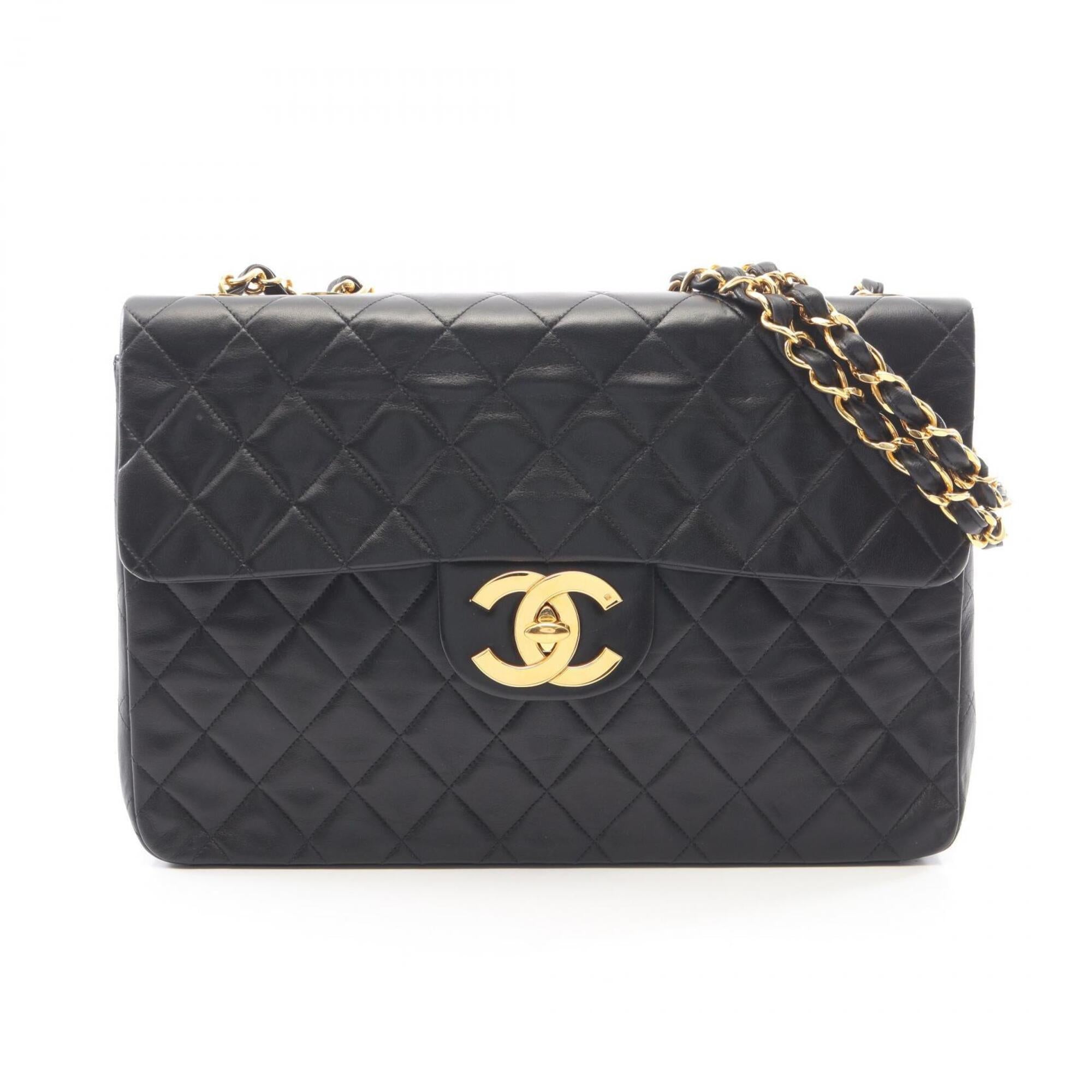 Chanel Black Leather Handbag Shoulder Bag (Pre-Owned)