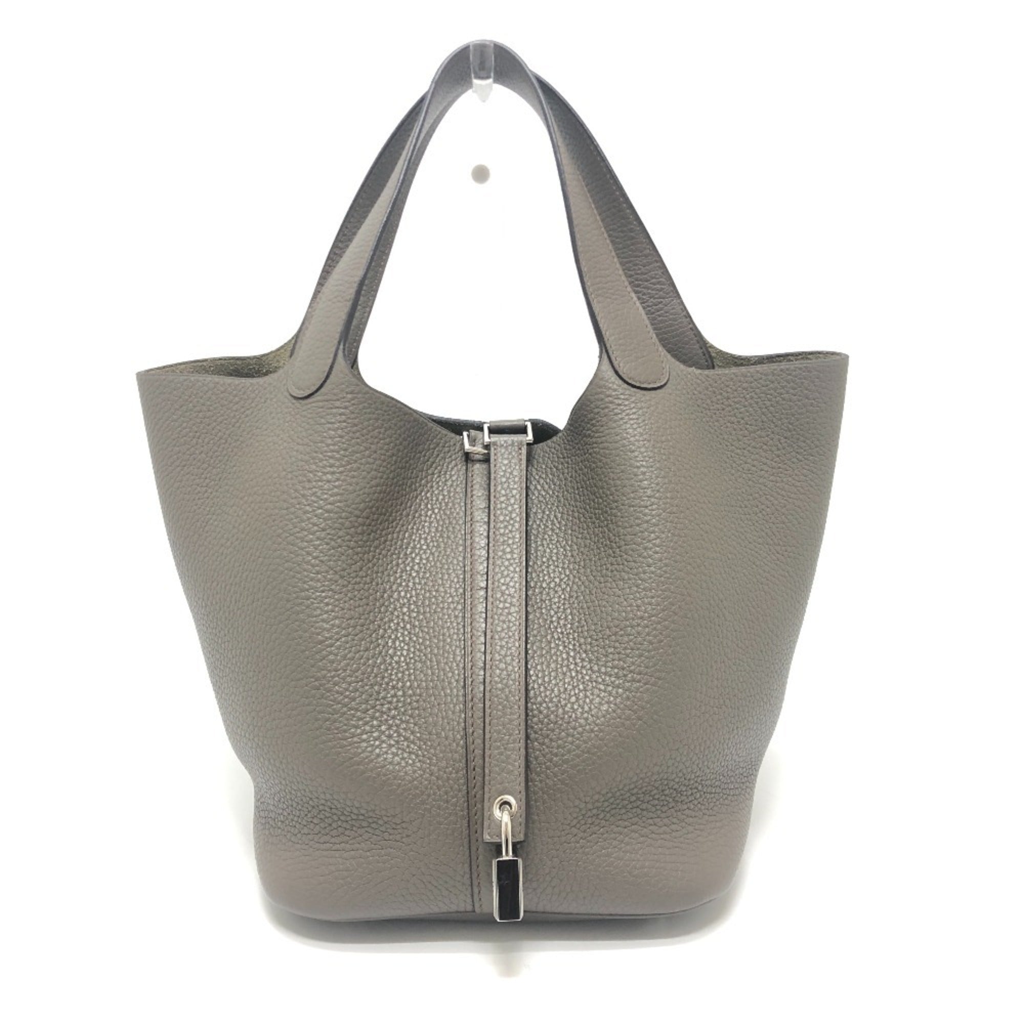 Hermes Picotin Gray Taurillon Clemence Leather Handbag (Pre-Owned)