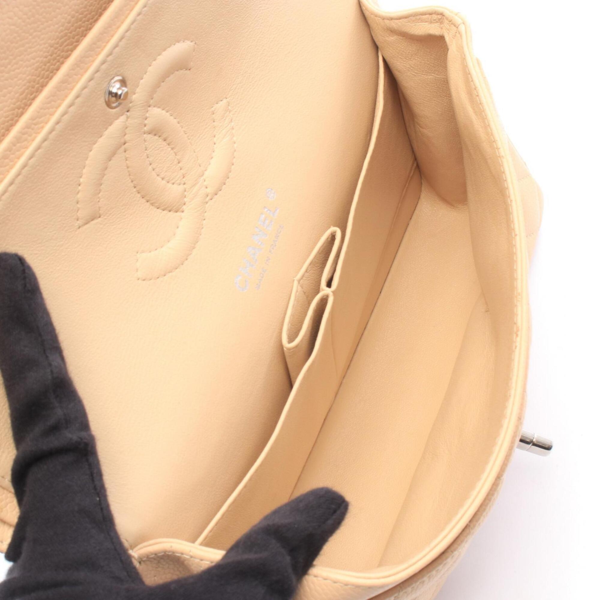 Chanel Beige Grained Calfskin Handbag Shoulder Bag (Pre-Owned)