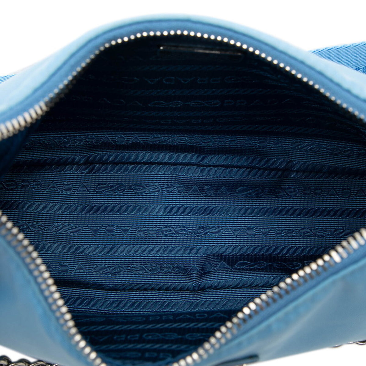 Prada Blue Nylon Leather Handbag Shoulder Bag (Pre-Owned)