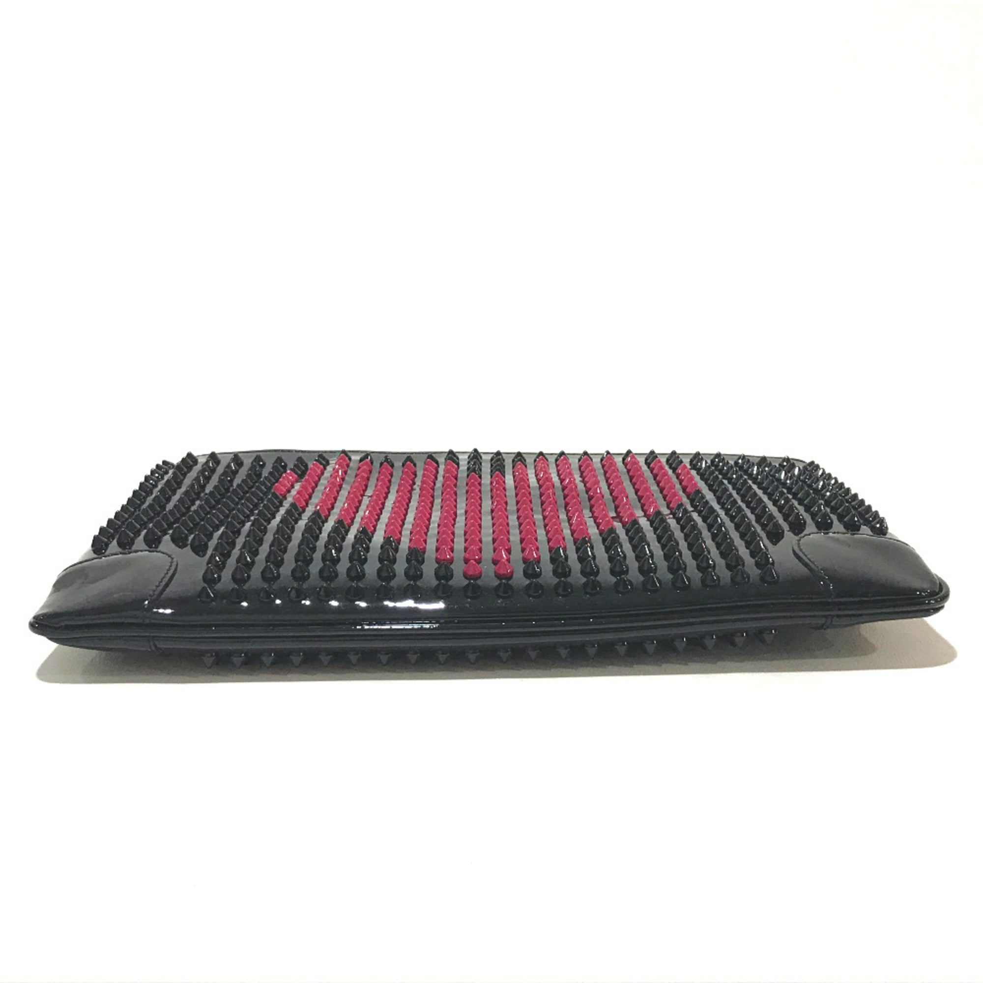 Christian Louboutin Black Patent Leather Clutch Bag Shoulder Bag (Pre-Owned)