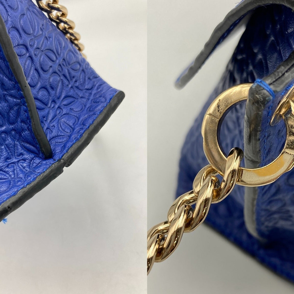 Loewe Avenue Blue Leather Shoulder Bag (Pre-Owned)