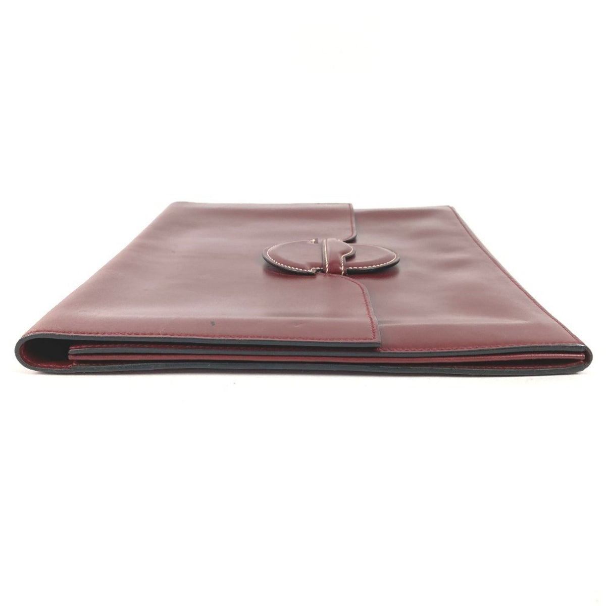 Hermes Wine Leather Clutch Bag Handbag (Pre-Owned)