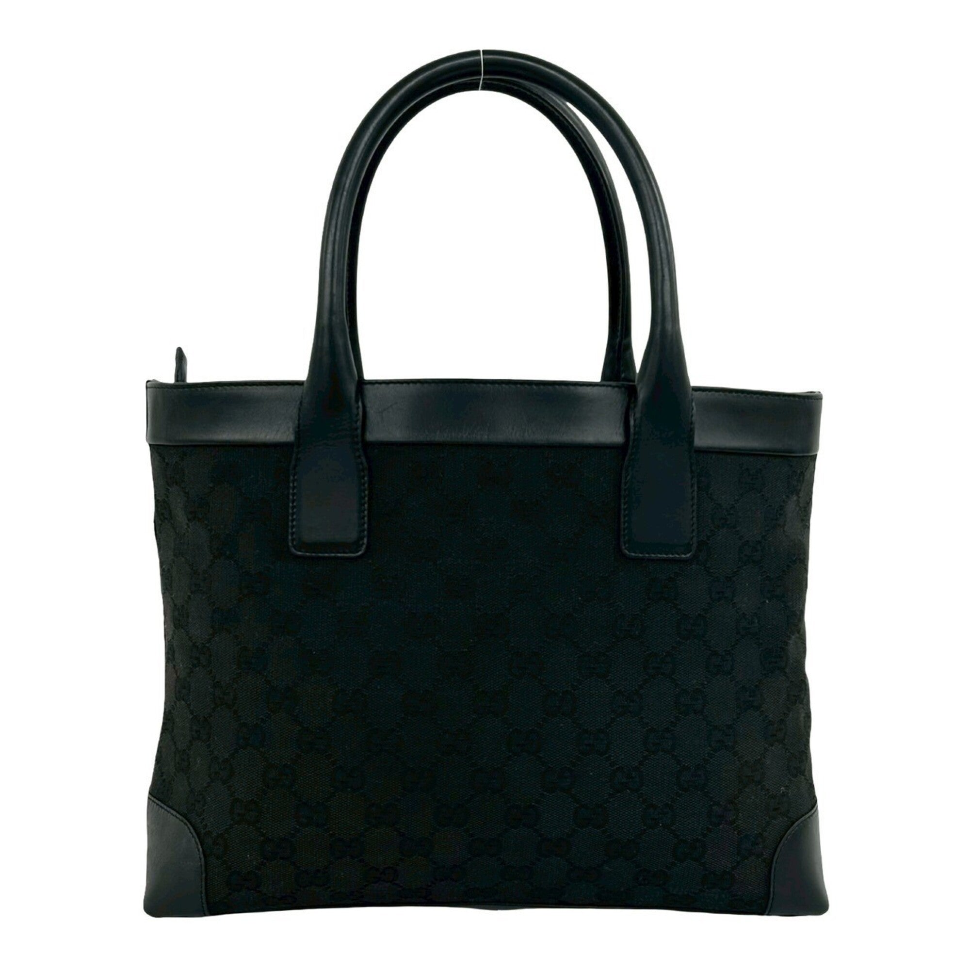 Gucci Black Canvas Leather Boston Bag Handbag Tote Bag (Pre-Owned)