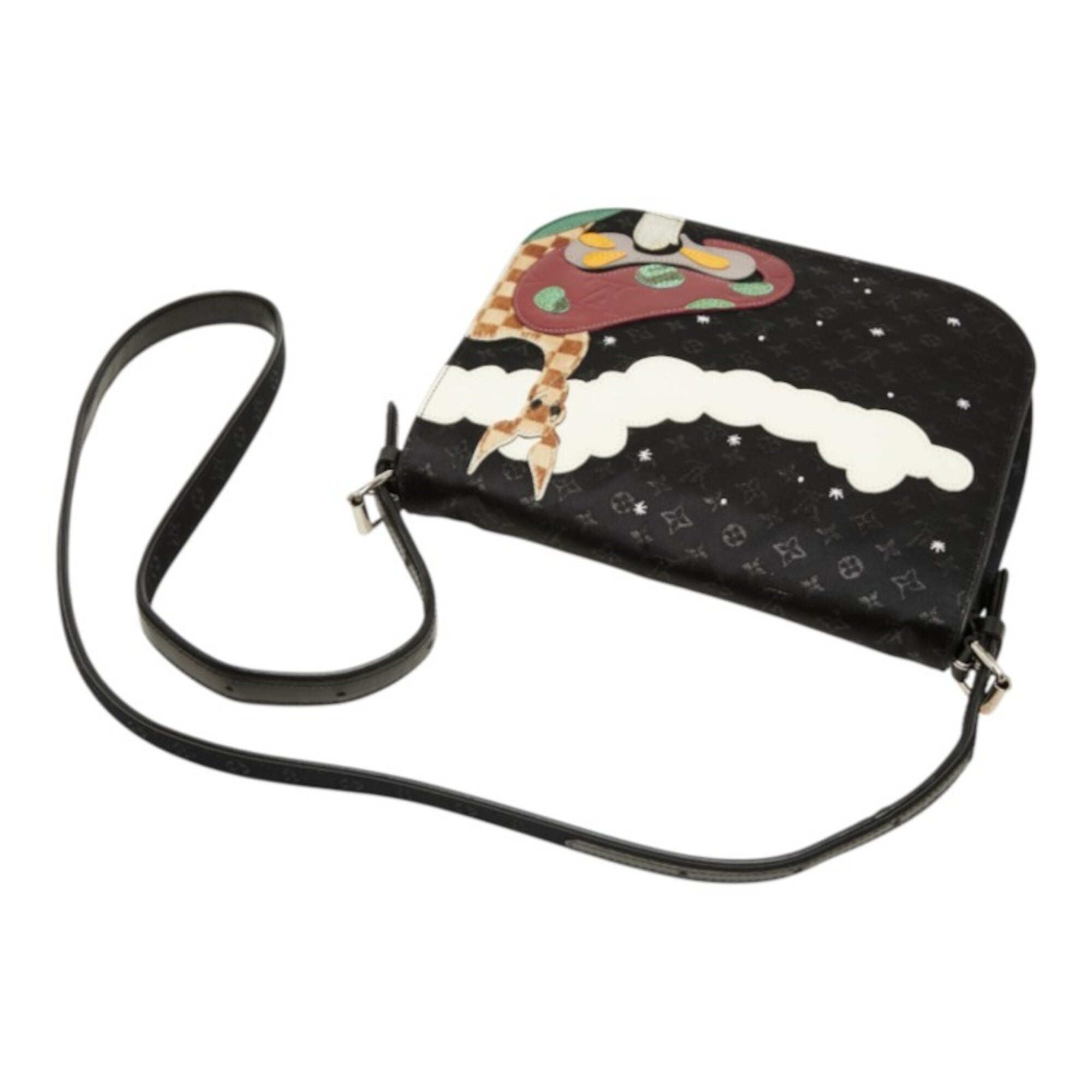 Louis Vuitton Black Noir Satin Leather Shoulder Bag (Pre-Owned)