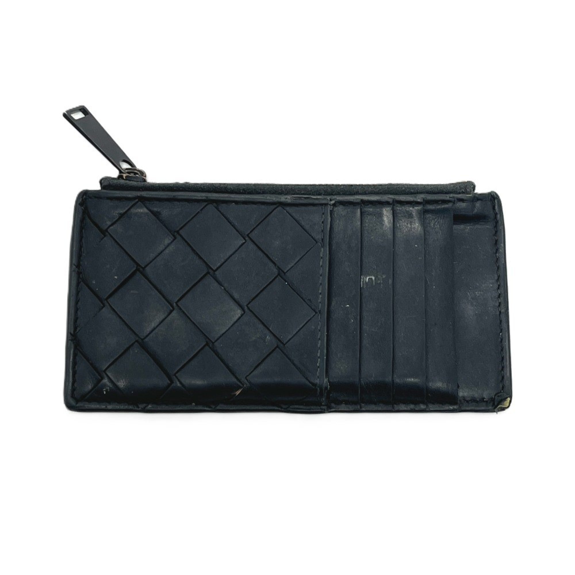 Bottega Veneta Black Intrecciato Leather Coin Purse/Coin Case (Pre-Owned)