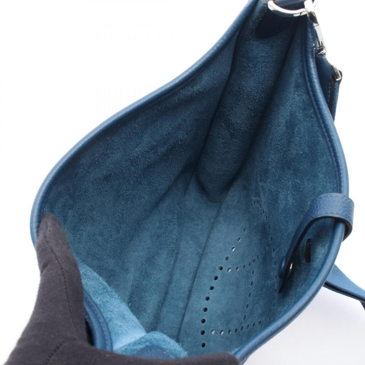 Hermes Blue Deep Blue Taurillon Clemence Leather Handbag Shoulder Bag (Pre-Owned)