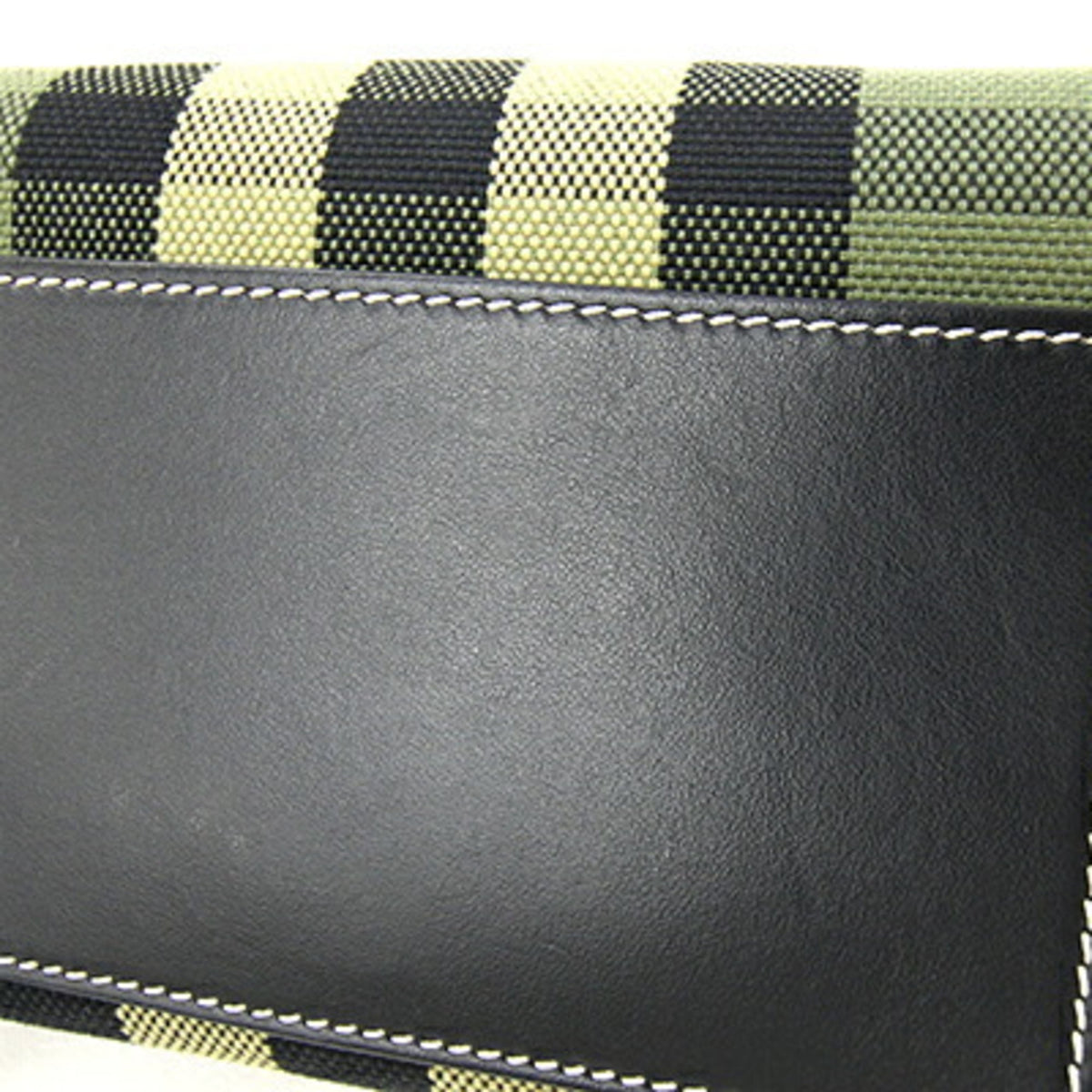 Burberry Black Green Canvas Leather Clutch Bag Handbag (Pre-Owned)