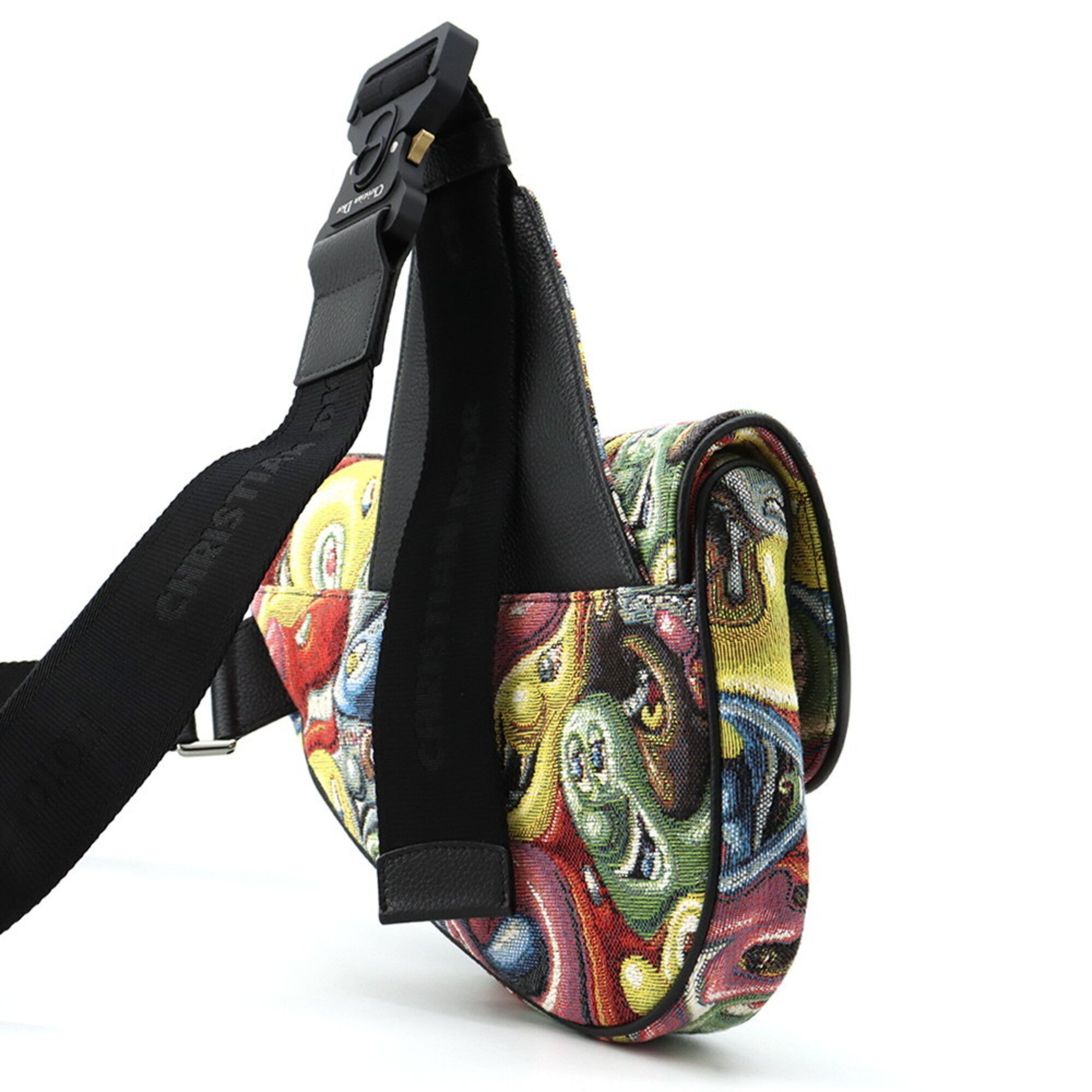Christian Dior Multi-Color Canvas Leather Saddle Bag Sling Bag (Pre-Owned)