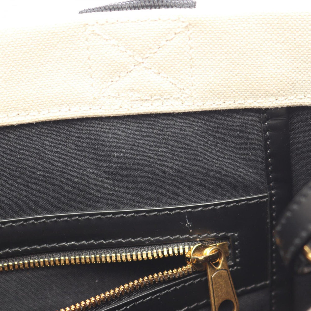 Balenciaga Black Ivory Canvas Leather Handbag Tote Bag (Pre-Owned)