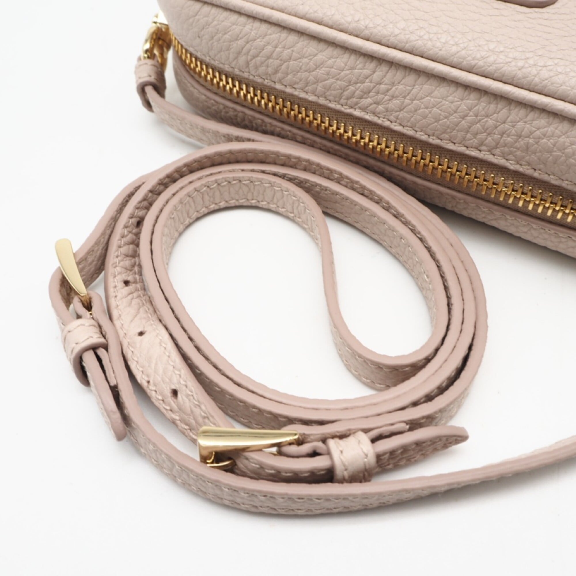 Prada Pink Beige Leather Shoulder Bag (Pre-Owned)