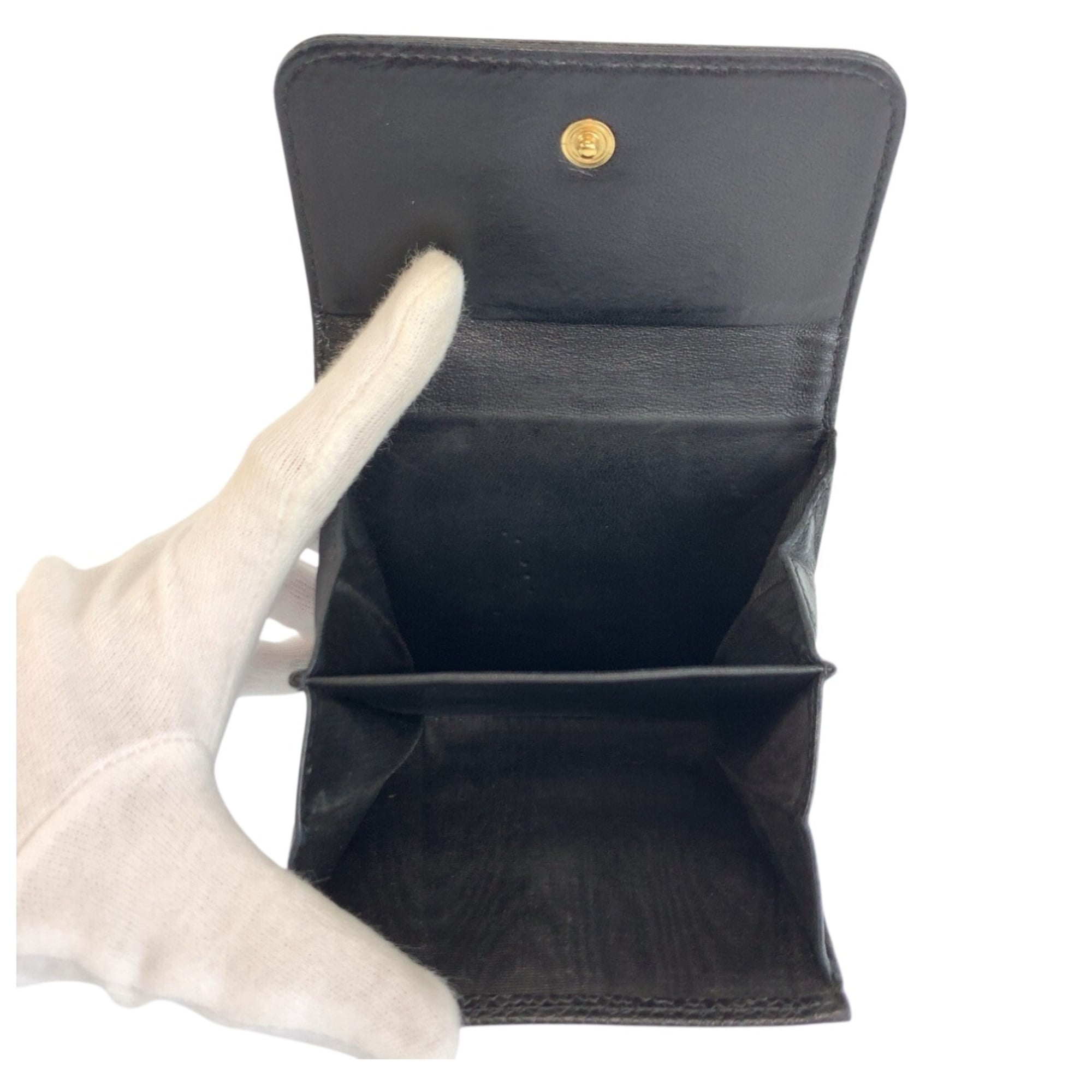 Chanel Black Leather Wallet (Tri-Fold) (Pre-Owned)