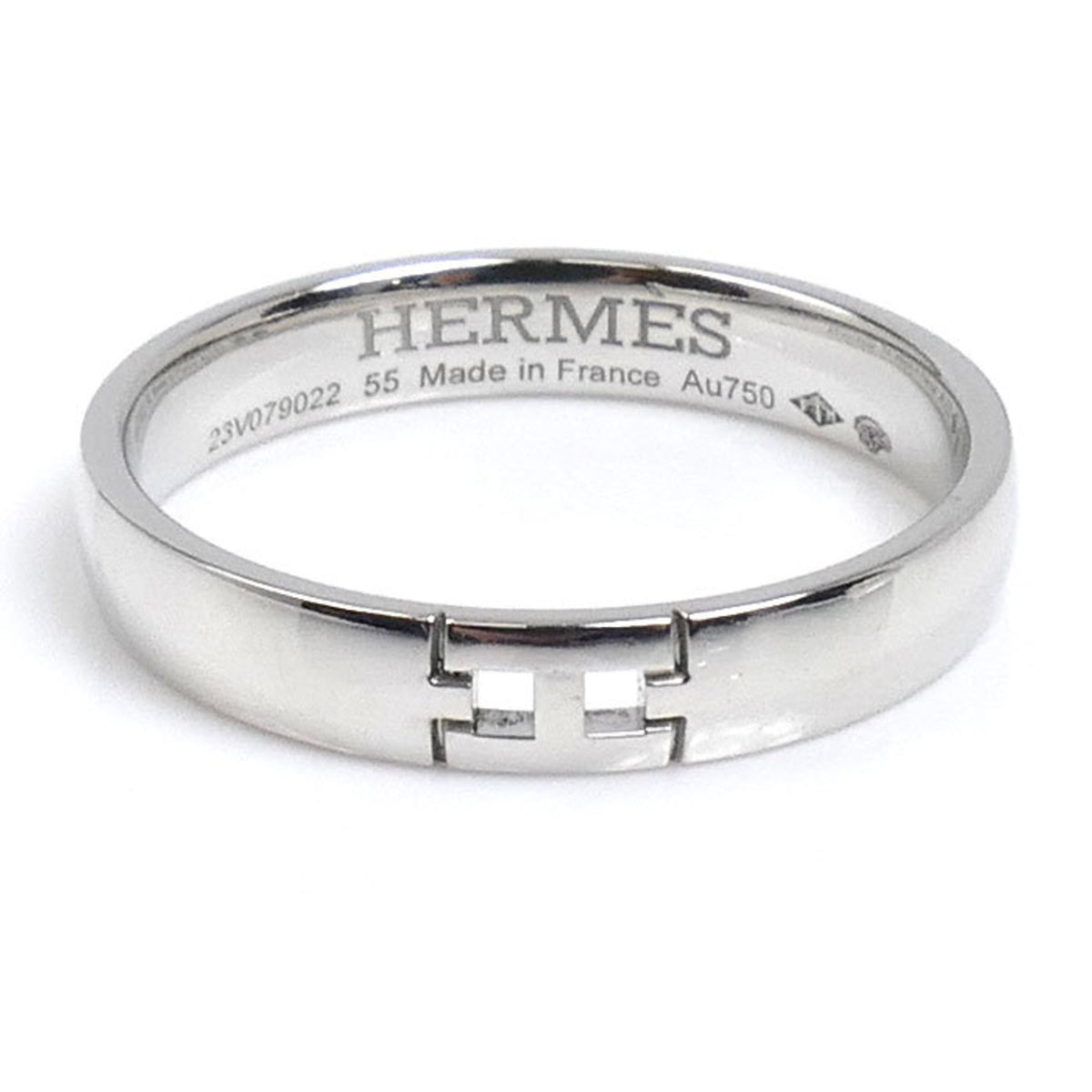 Hermes White Gold White Gold (18K) Band Ring (Pre-Owned)
