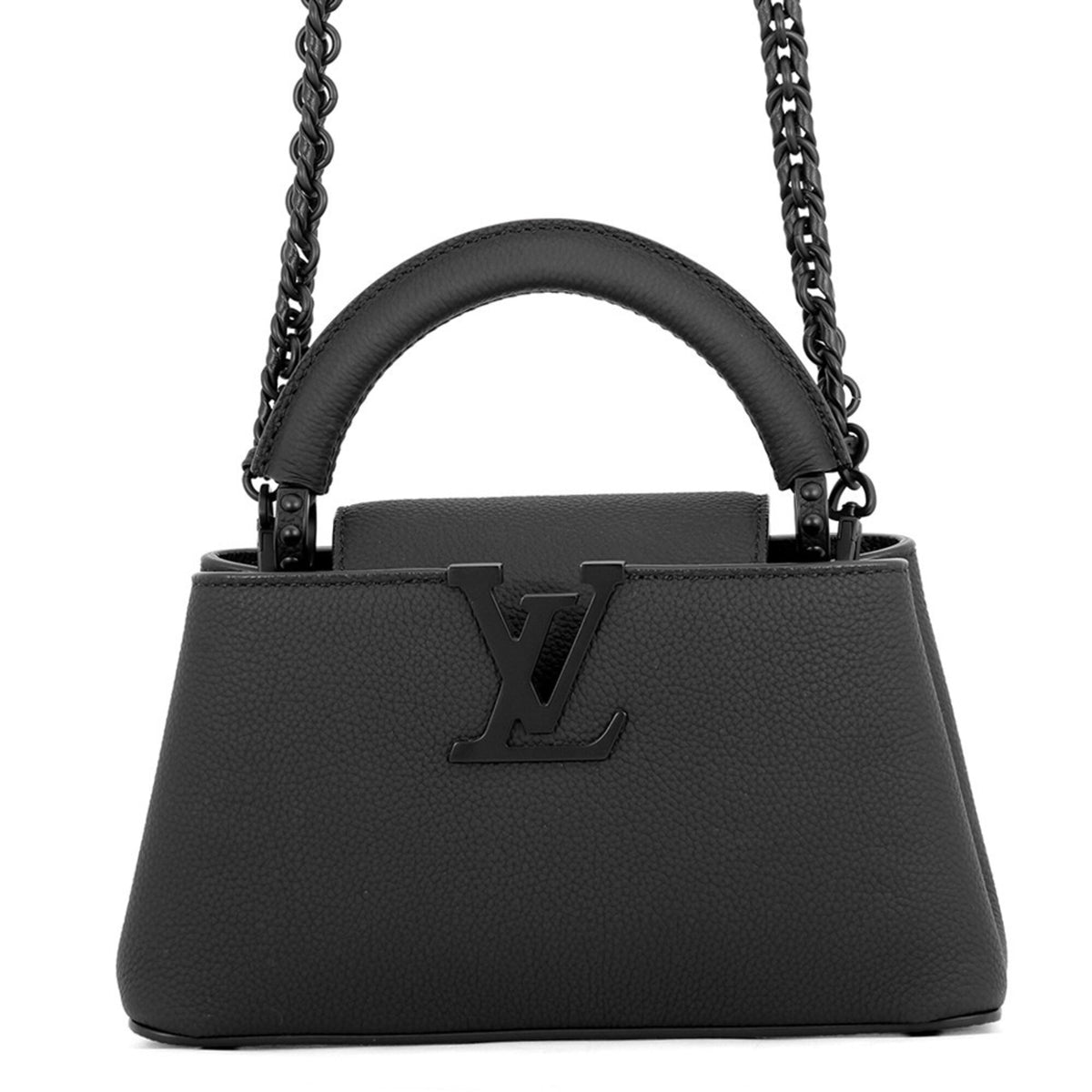 Louis Vuitton Black Leather Handbag Shoulder Bag (Pre-Owned)