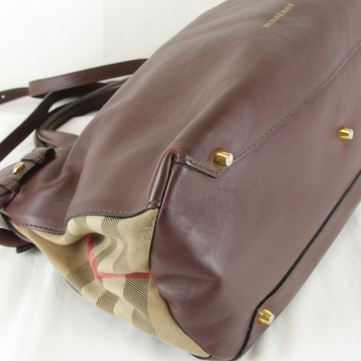 Burberry Brown Leather Canvas Tote Bag (Pre-Owned)