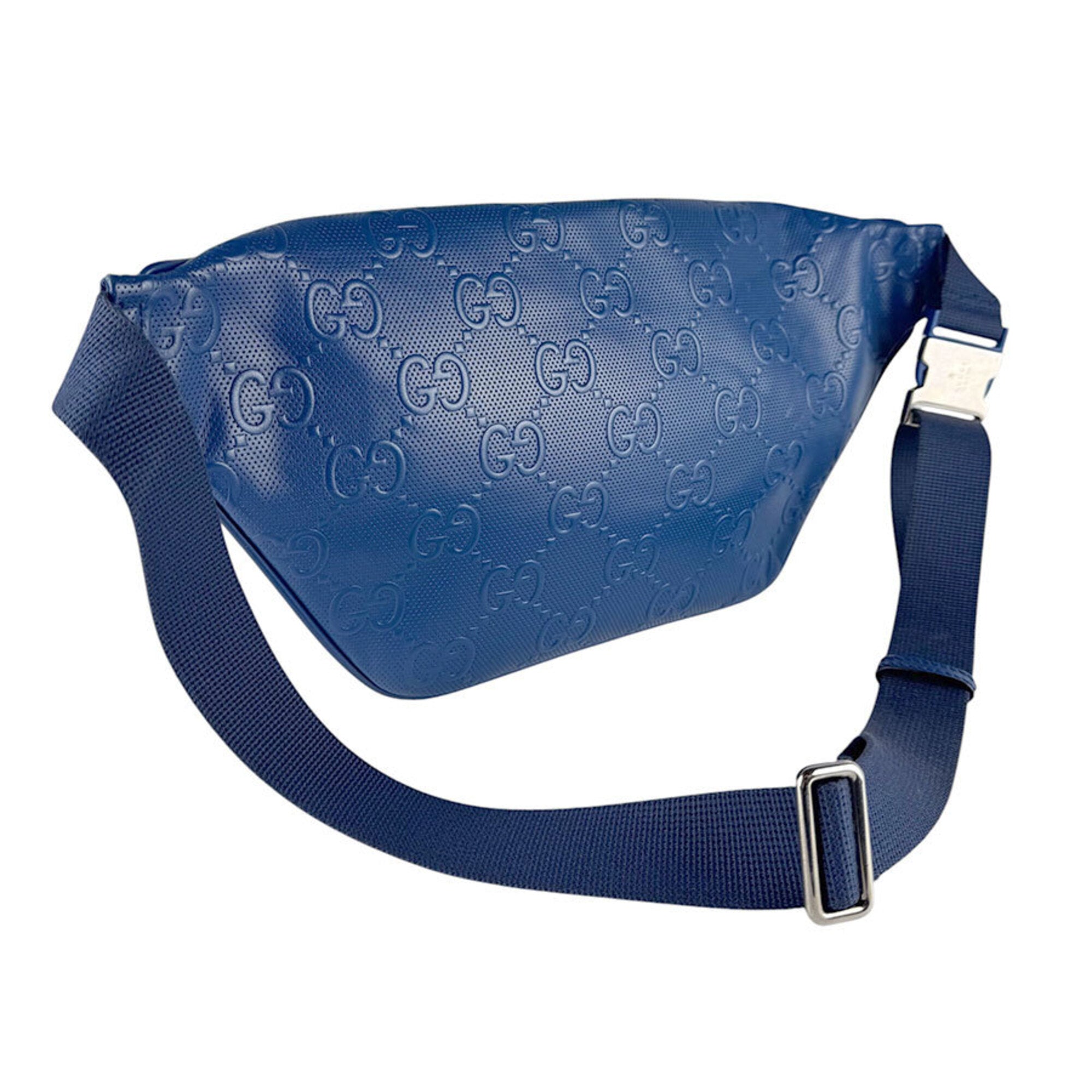 Gucci Blue Leather Fanny Pack Sling Bag (Pre-Owned)