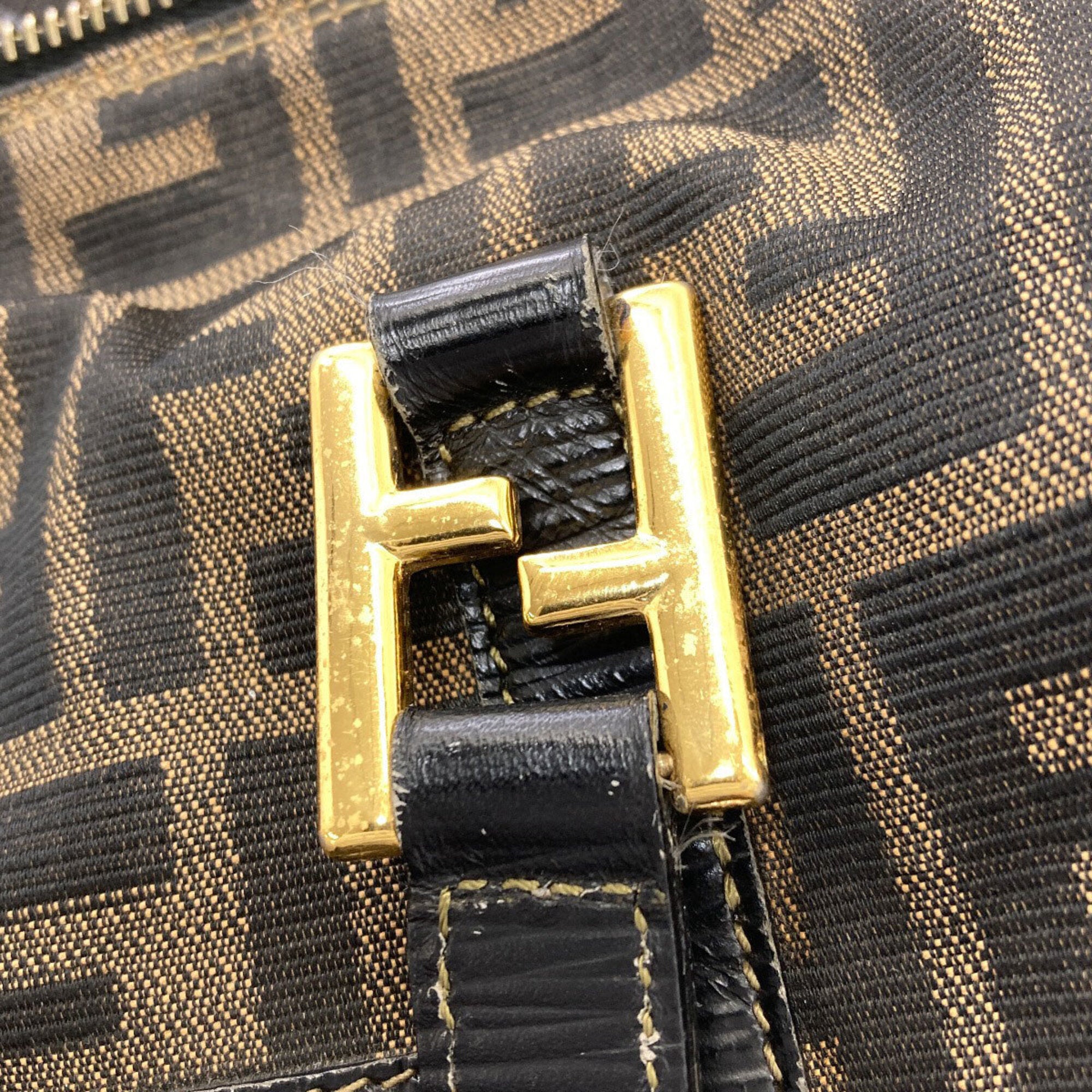 Fendi Black Brown Canvas Tote Bag (Pre-Owned)