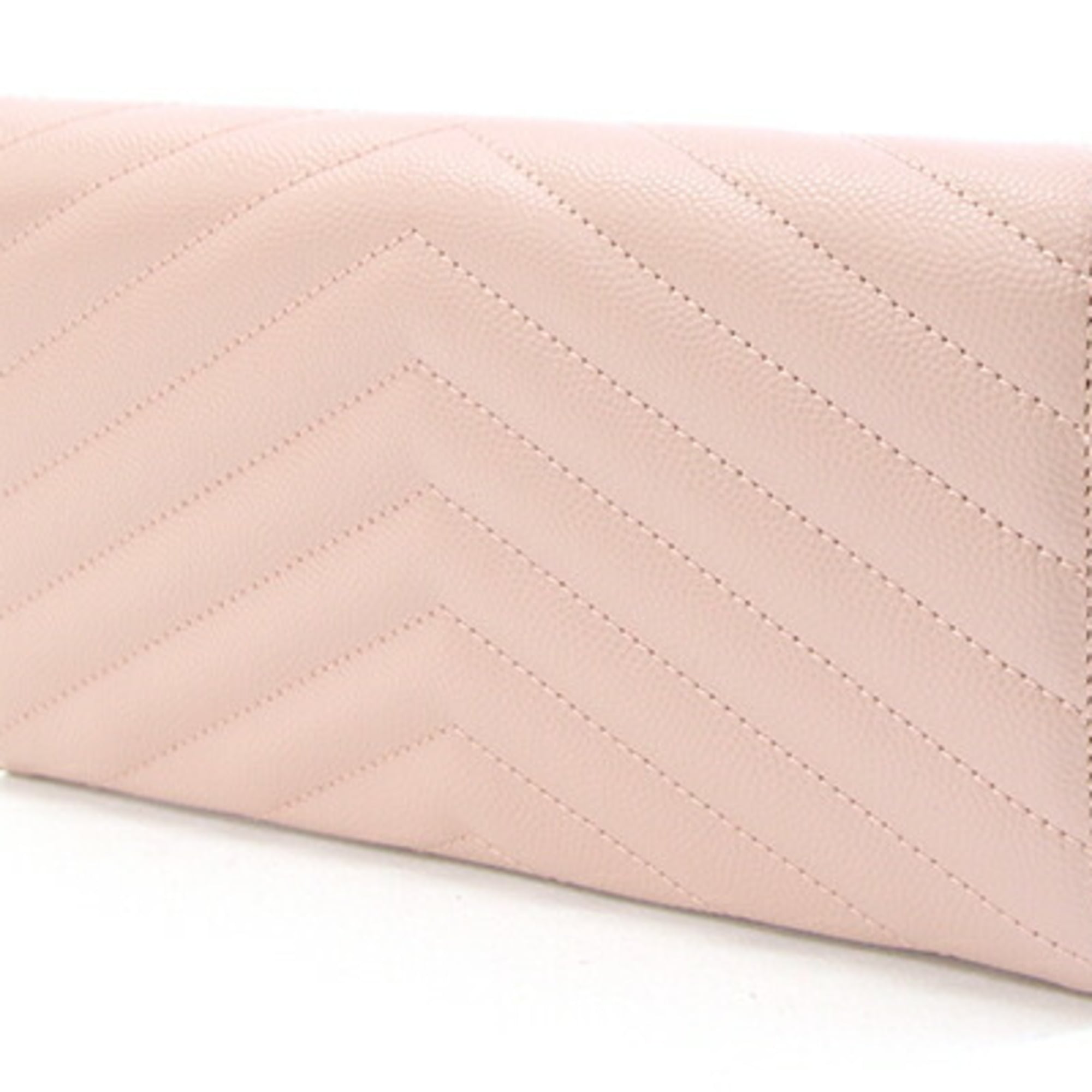 Saint Laurent Light Pink Leather Long Wallet (Bi-Fold) (Pre-Owned)