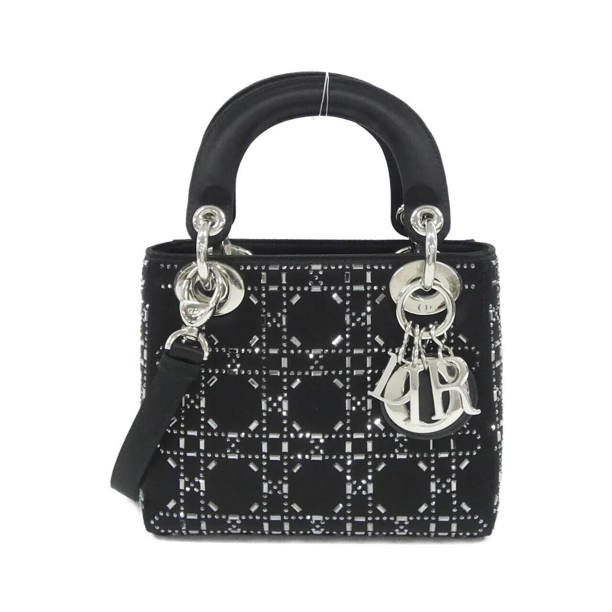 Christian Dior Black White Satin Handbag (Pre-Owned)