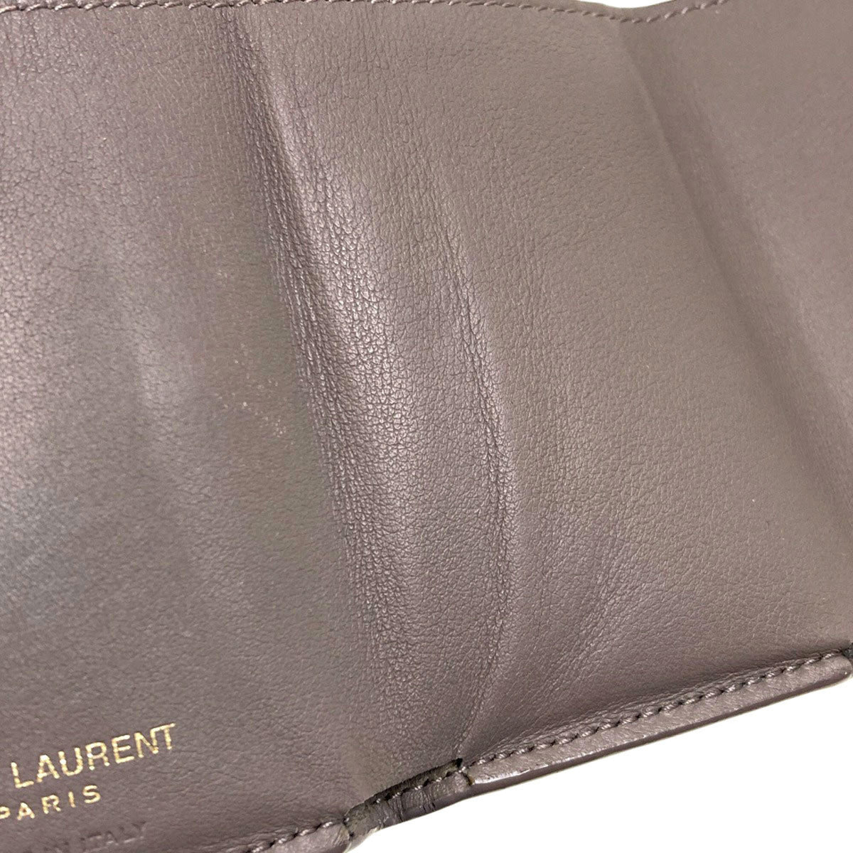 Yves Saint Laurent Gray Leather Wallet (Tri-Fold) (Pre-Owned)