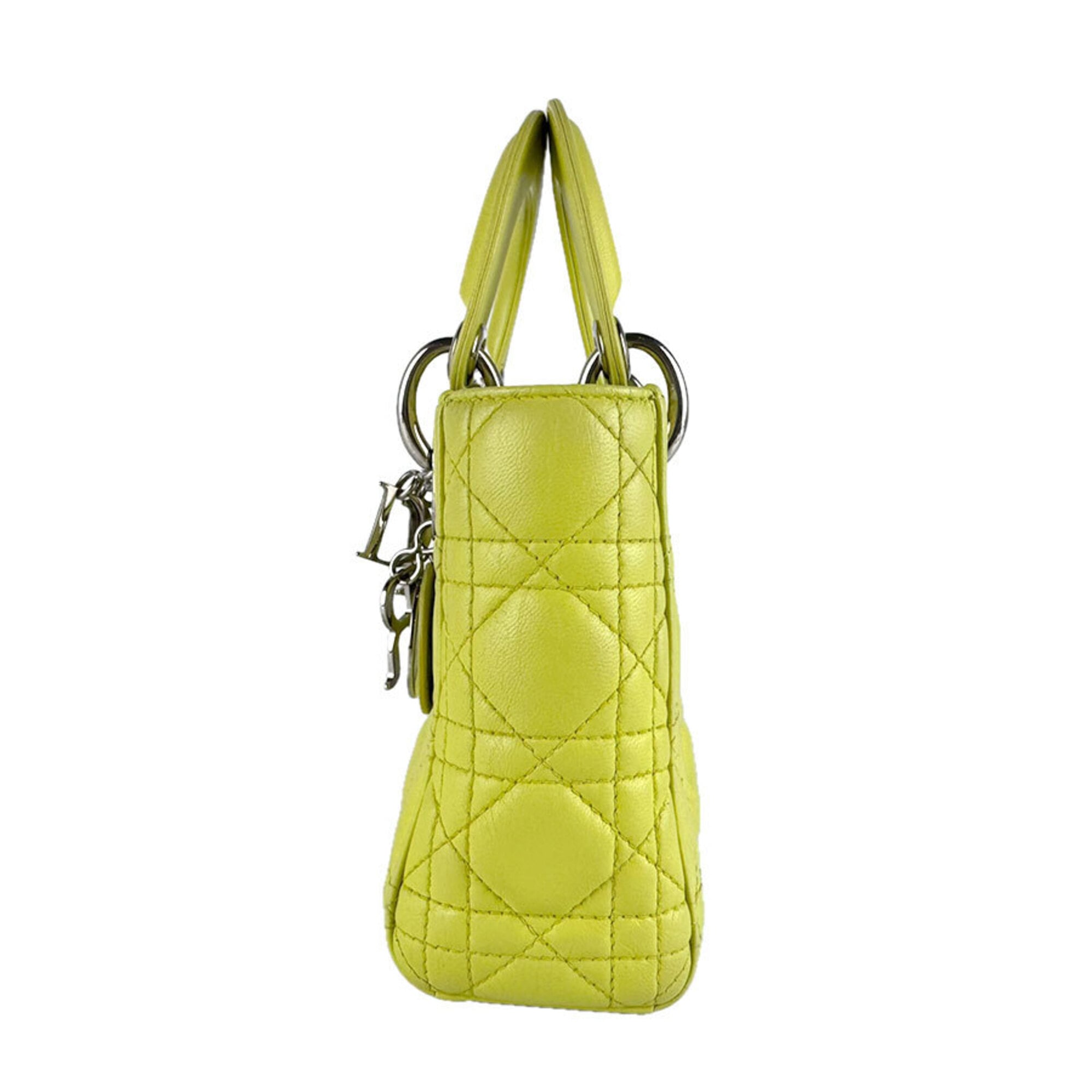 Christian Dior Green Yellow Leather Handbag Shoulder Bag (Pre-Owned)