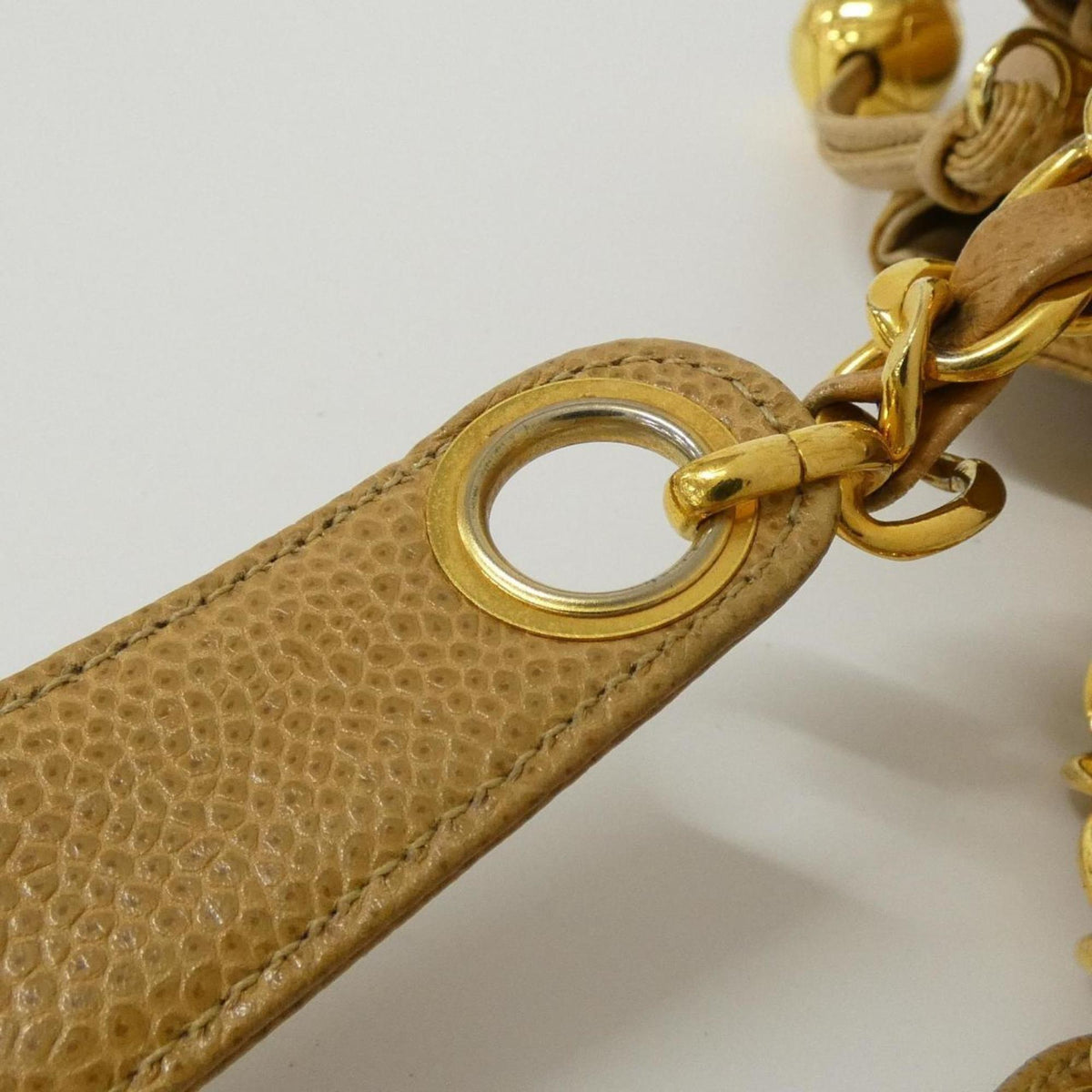 Chanel Beige Grained Calfskin Shoulder Bag (Pre-Owned)